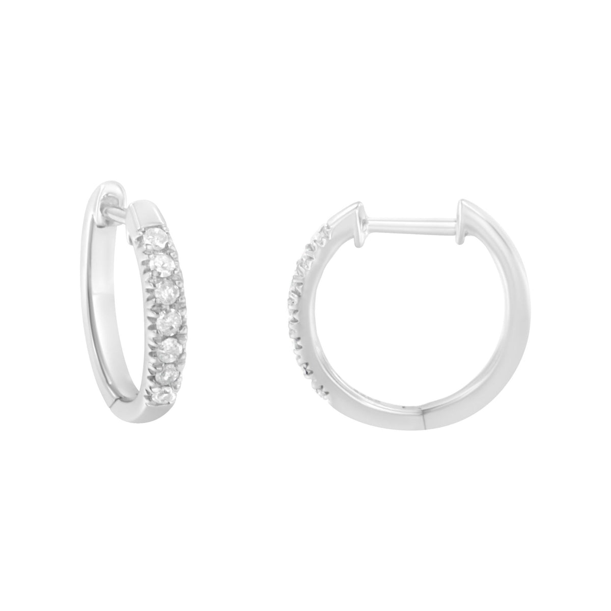 .925 Sterling Silver 1/4 Cttw Diamond Hoop Earrings (I-J Color, I3 Clarity)  - LinkagejewelrydesignLinkagejewelrydesign