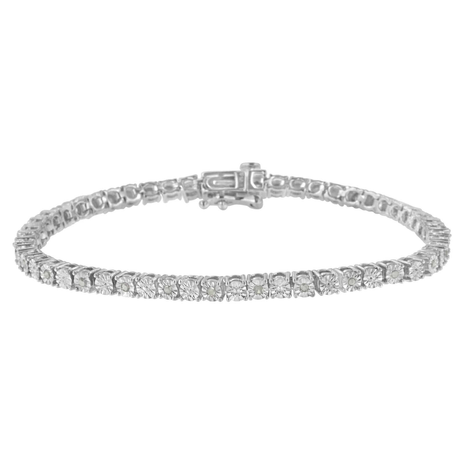.925 Sterling Silver 1/4 Cttw Diamond Illusion-Set Miracle Plate Tennis Bracelet (I-J Color, I3 Clarity) - 7" - LinkagejewelrydesignLinkagejewelrydesign