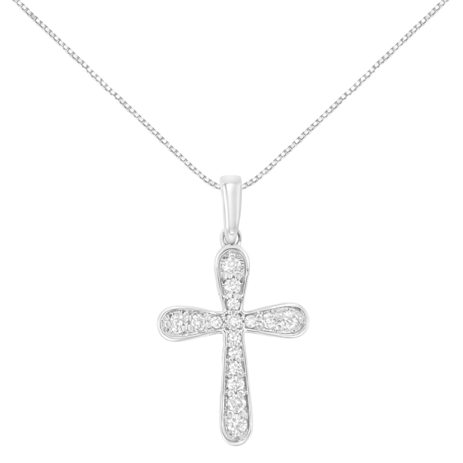 .925 Sterling Silver 1/4 Cttw Diamond Inlaid Cross 18" Pendant Necklace (I-J Color, I1-I2 Clarity) - LinkagejewelrydesignLinkagejewelrydesign