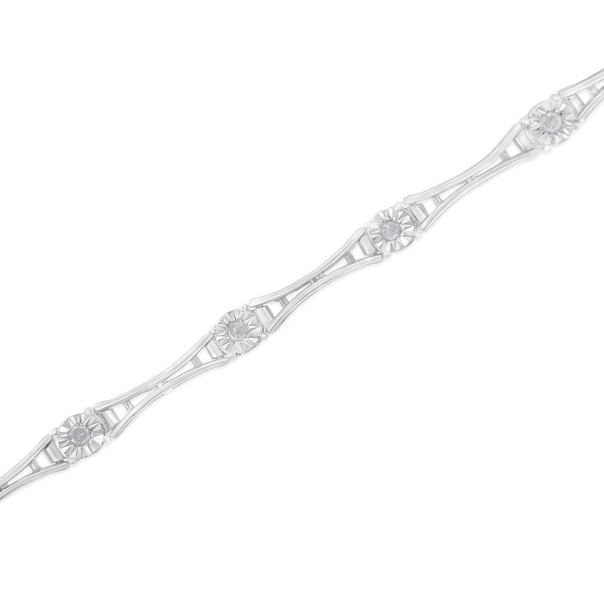 .925 Sterling Silver 1/4 Cttw Diamond Miracle-Set Flared-Bar 7&quot; Link-Style Tennis Bracelet (I-J Color, I3 Clarity) - LinkagejewelrydesignLinkagejewelrydesign