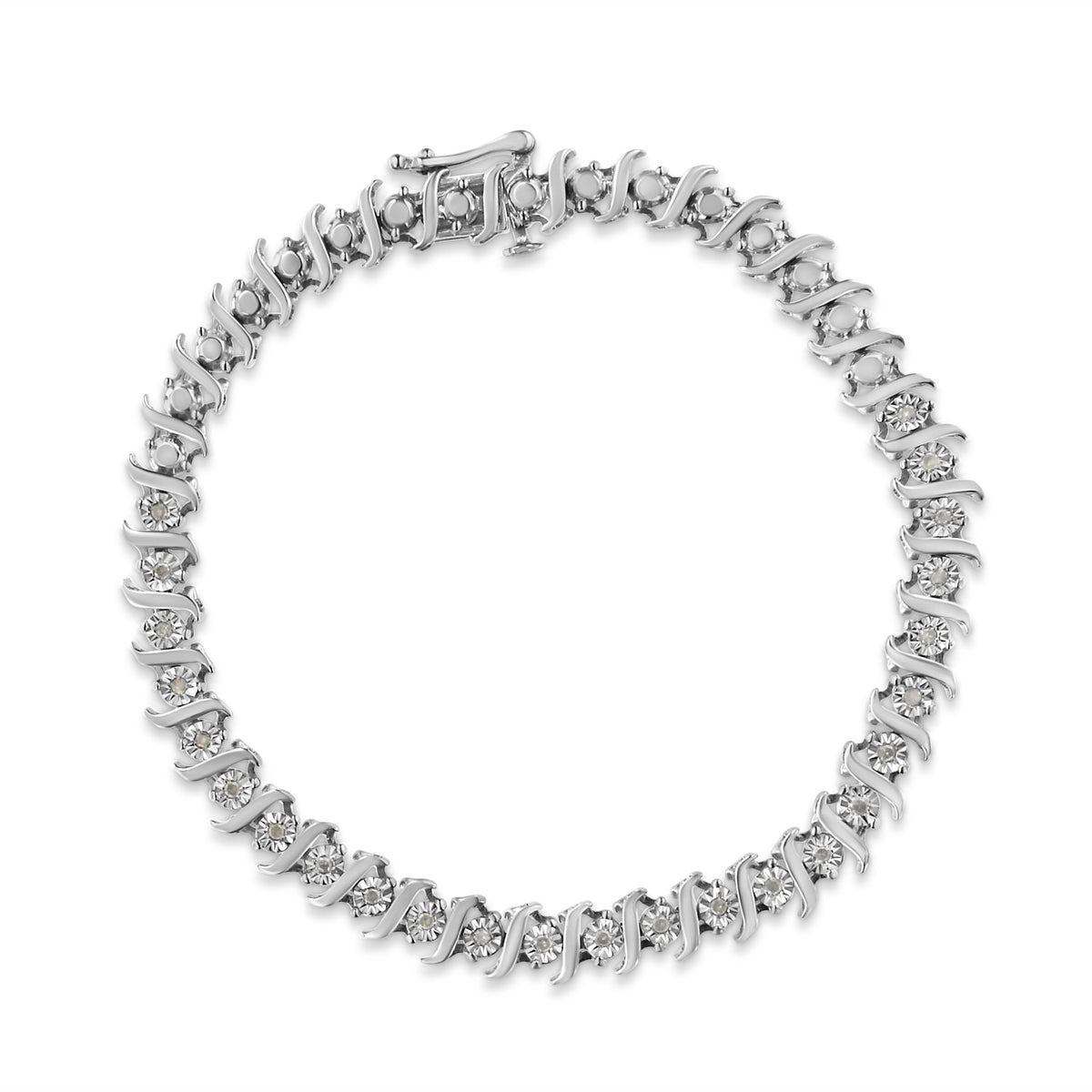 .925 Sterling Silver 1/4 Cttw Diamond Miracle-Set &quot;S&quot; Link Tennis Bracelet (I-J Color, I3 Clarity) - Size 7.25&quot; Inches - LinkagejewelrydesignLinkagejewelrydesign