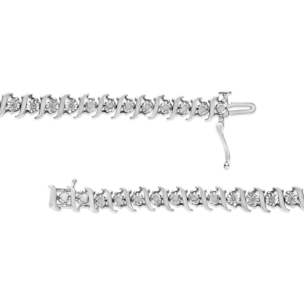 .925 Sterling Silver 1/4 Cttw Diamond Miracle-Set &quot;S&quot; Link Tennis Bracelet (I-J Color, I3 Clarity) - Size 7.25&quot; Inches - LinkagejewelrydesignLinkagejewelrydesign