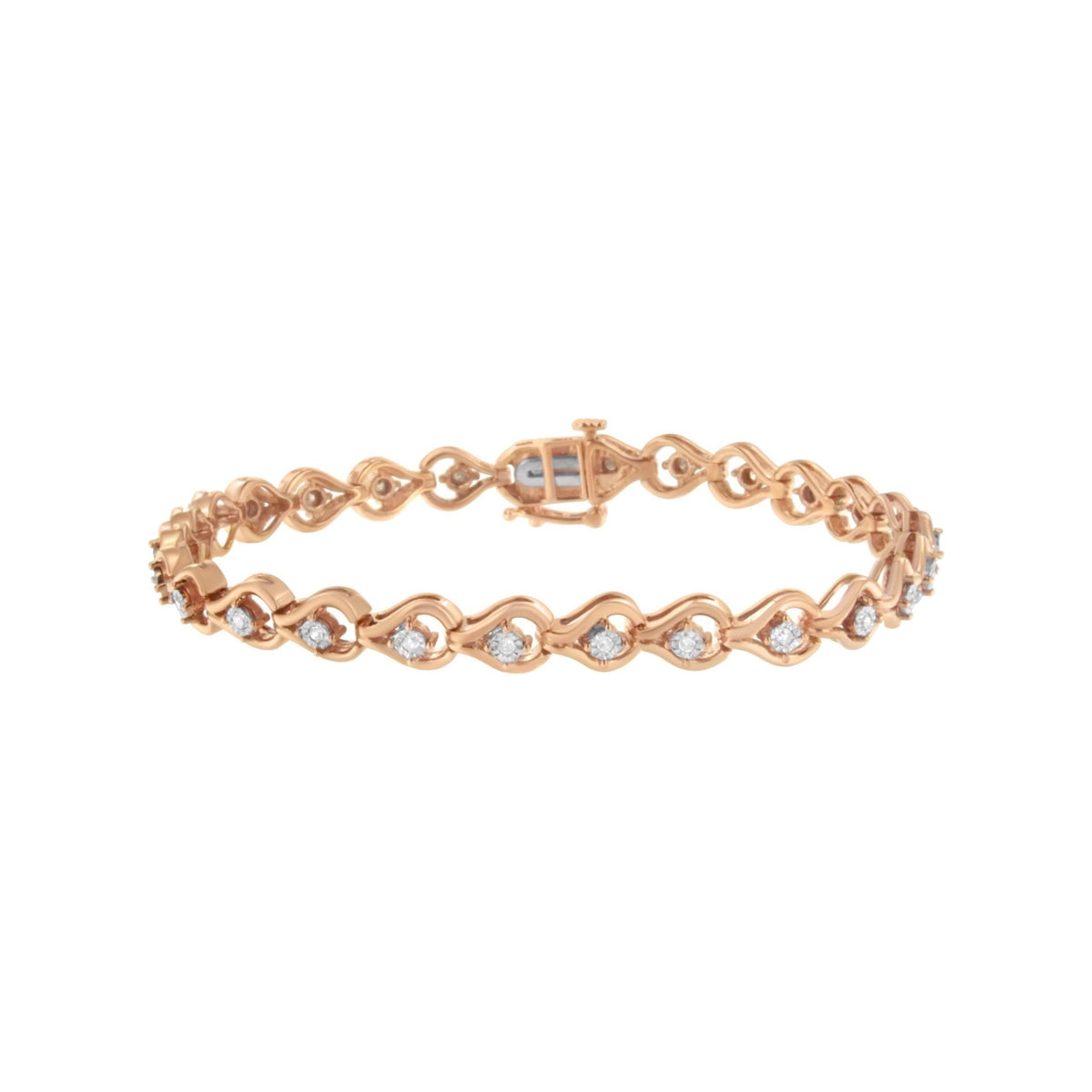 .925 Sterling Silver 1/4 Cttw Diamond Miracle-Set Teardrop Shaped 7” Link Bracelet (I-J Color, I3 Clarity) - LinkagejewelrydesignLinkagejewelrydesign