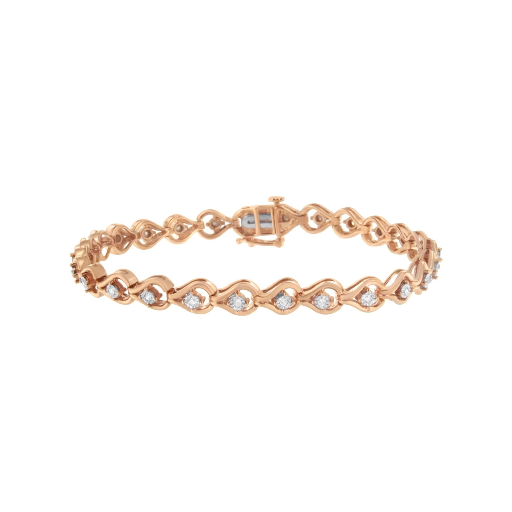 .925 Sterling Silver 1/4 Cttw Diamond Miracle-Set Teardrop Shaped 7” Link Bracelet (I-J Color, I3 Clarity) - LinkagejewelrydesignLinkagejewelrydesign