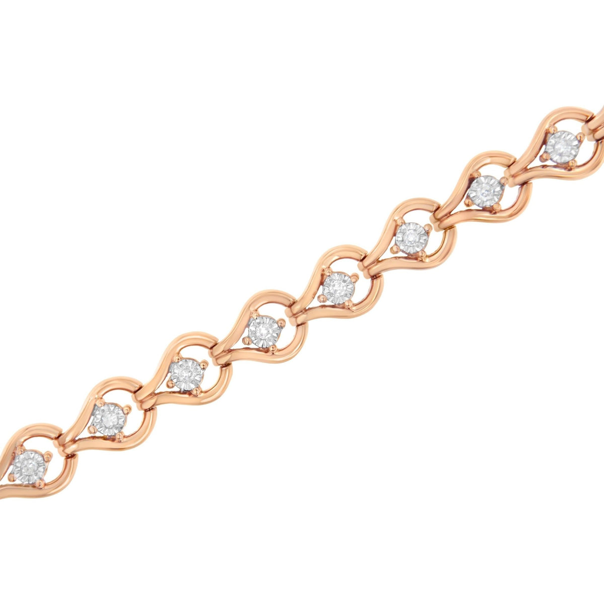 .925 Sterling Silver 1/4 Cttw Diamond Miracle-Set Teardrop Shaped 7” Link Bracelet (I-J Color, I3 Clarity) - LinkagejewelrydesignLinkagejewelrydesign