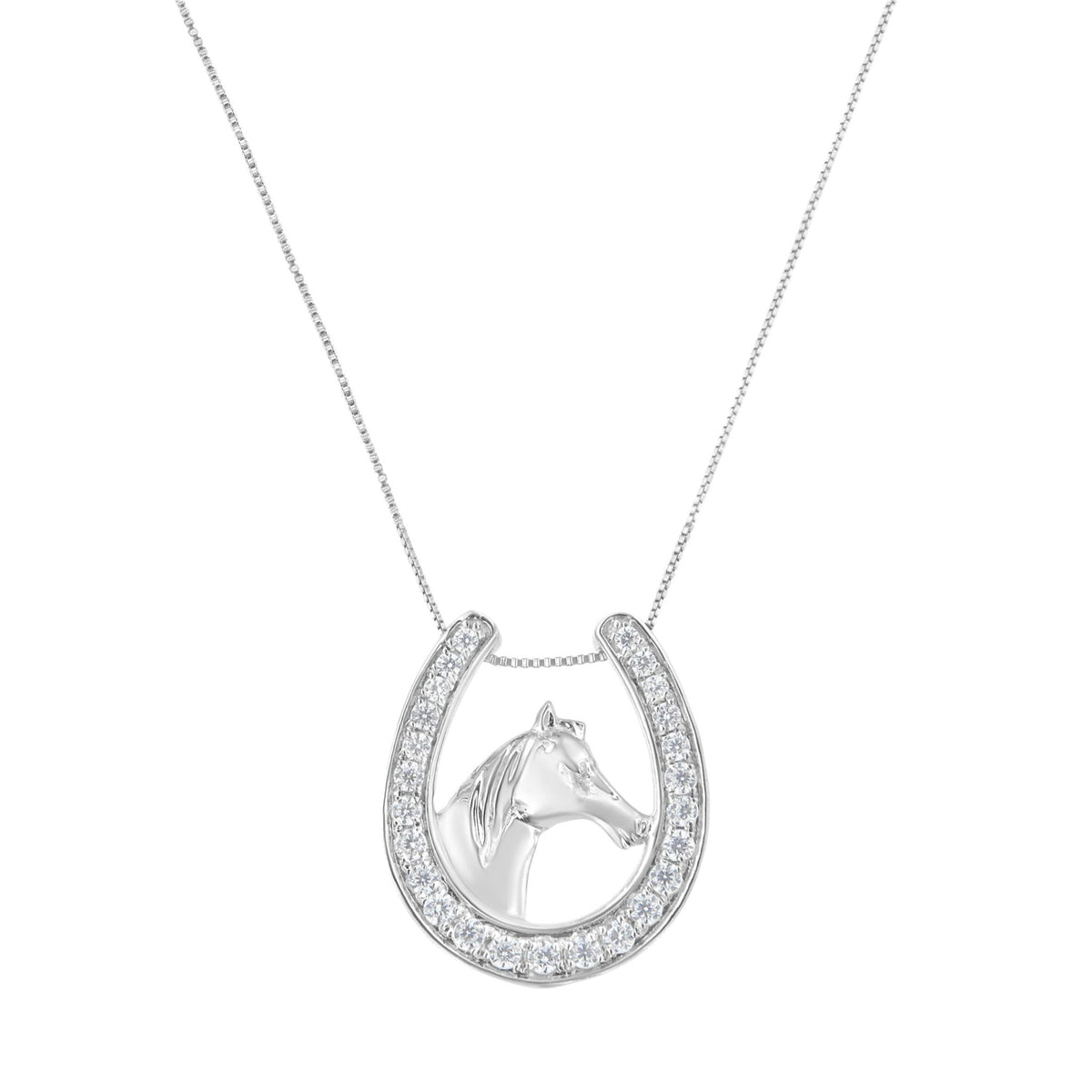 .925 Sterling Silver 1/4 cttw Diamond U Shape Pendant Necklace (I-J, I3-Promo) - LinkagejewelrydesignLinkagejewelrydesign