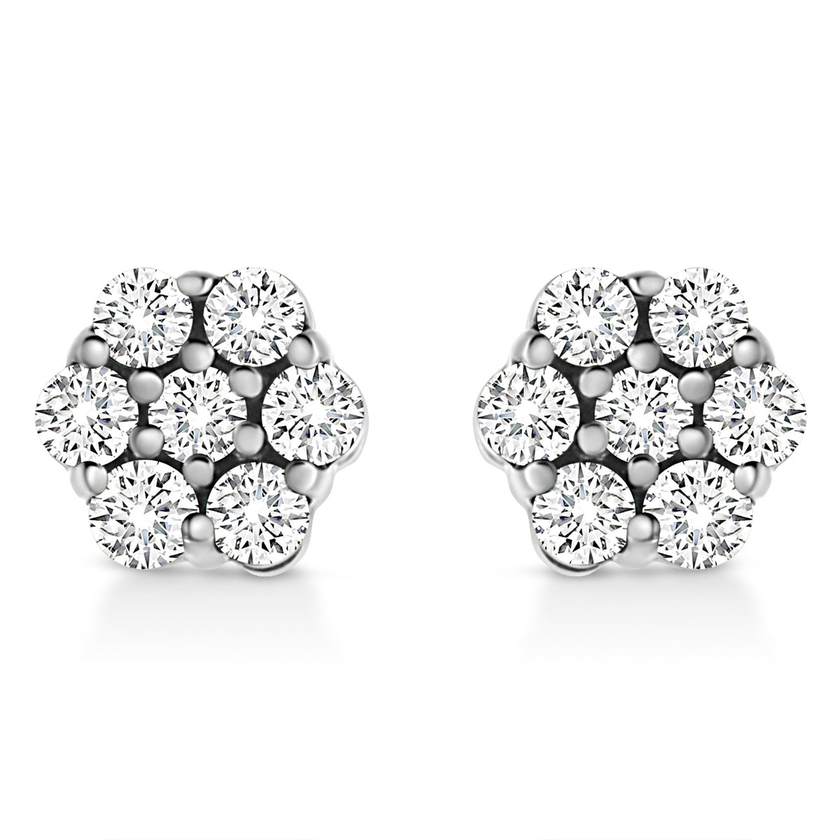 .925 Sterling Silver 1/4 Cttw Lab Grown Brilliant Round Cut Diamond Floral Cluster Stud Earrings (G-H Color, VS2-SI1 Clarity) - LinkagejewelrydesignLinkagejewelrydesign