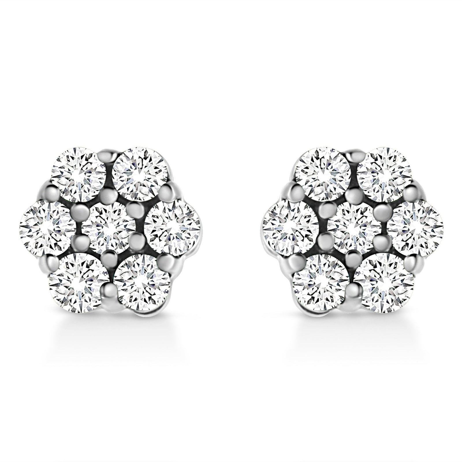 .925 Sterling Silver 1/4 Cttw Lab Grown Brilliant Round Cut Diamond Floral Cluster Stud Earrings (G-H Color, VS2-SI1 Clarity) - LinkagejewelrydesignLinkagejewelrydesign