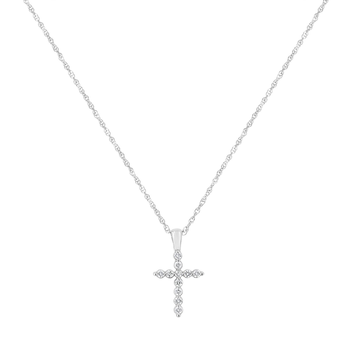 .925 Sterling Silver 1/4 cttw Lab Grown Diamond Cross Pendant Necklace (F-G Color, VS2-SI1 Clarity) - LinkagejewelrydesignLinkagejewelrydesign