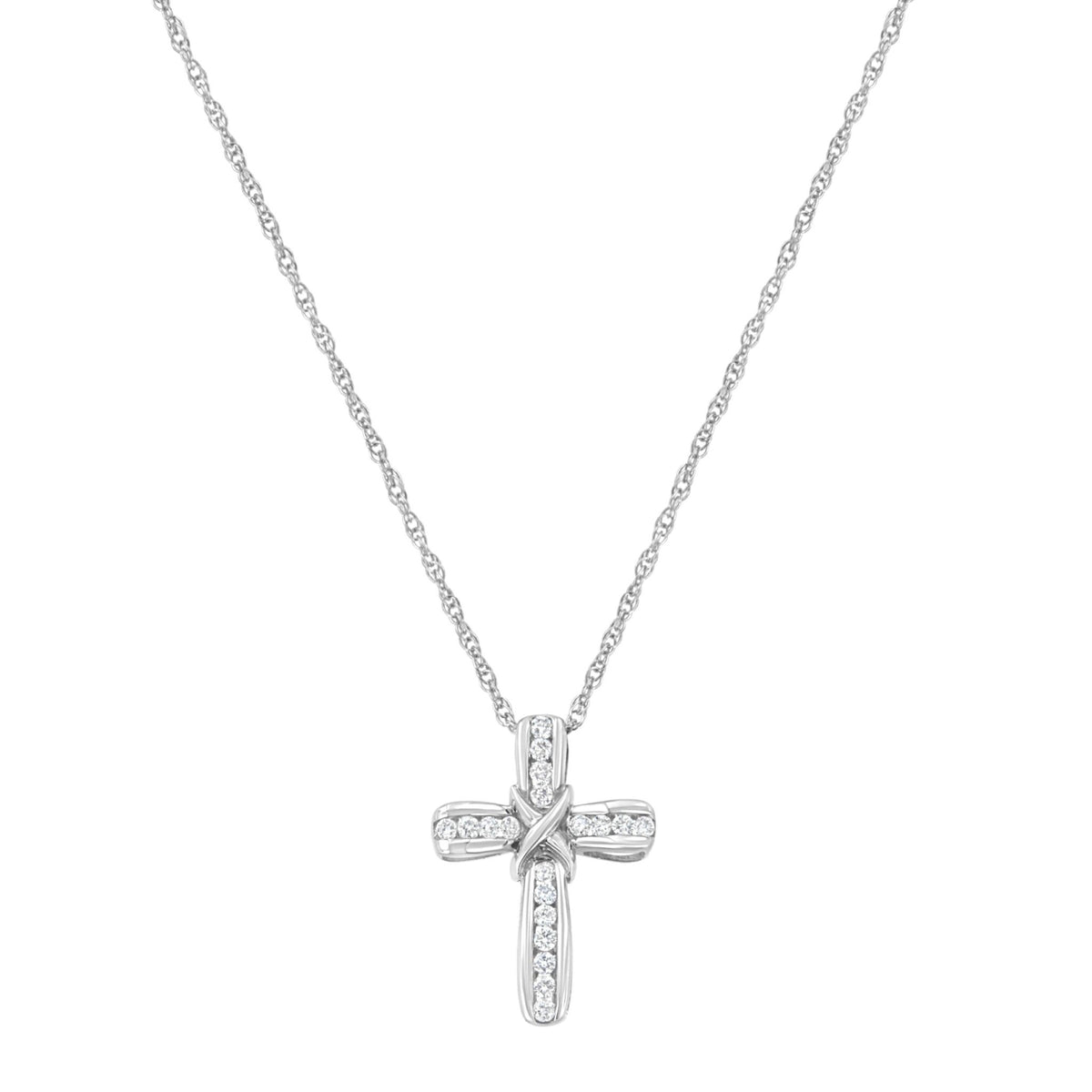 .925 Sterling Silver 1/4 cttw Lab Grown Diamond Cross Pendant Necklace (F-G Color, VS2-SI1 Clarity) - LinkagejewelrydesignLinkagejewelrydesign