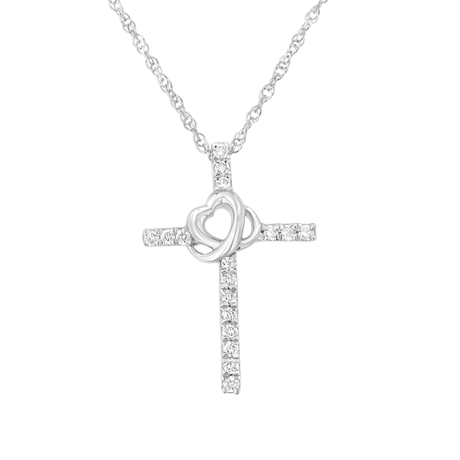 .925 Sterling Silver 1/4 cttw Lab Grown Diamond Cross Pendant Necklace (F-G Color, VS2-SI1 Clarity) - LinkagejewelrydesignLinkagejewelrydesign