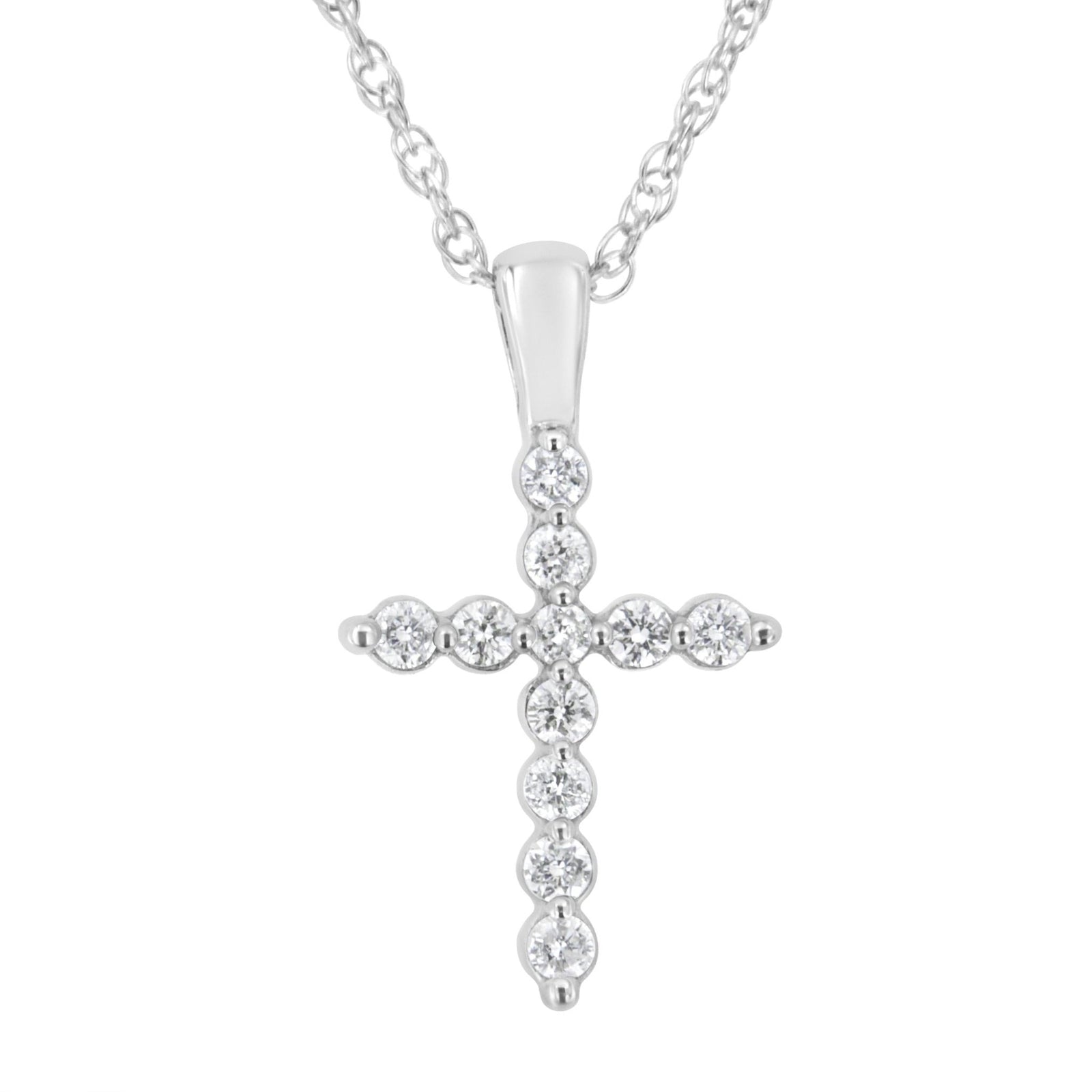.925 Sterling Silver 1/4 cttw Lab Grown Diamond Cross Pendant Necklace (F-G Color, VS2-SI1 Clarity) - LinkagejewelrydesignLinkagejewelrydesign