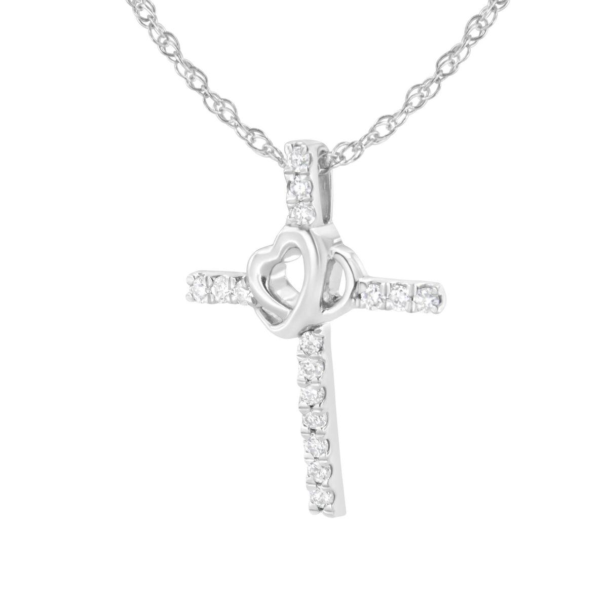 .925 Sterling Silver 1/4 cttw Lab Grown Diamond Cross Pendant Necklace (F-G Color, VS2-SI1 Clarity) - LinkagejewelrydesignLinkagejewelrydesign