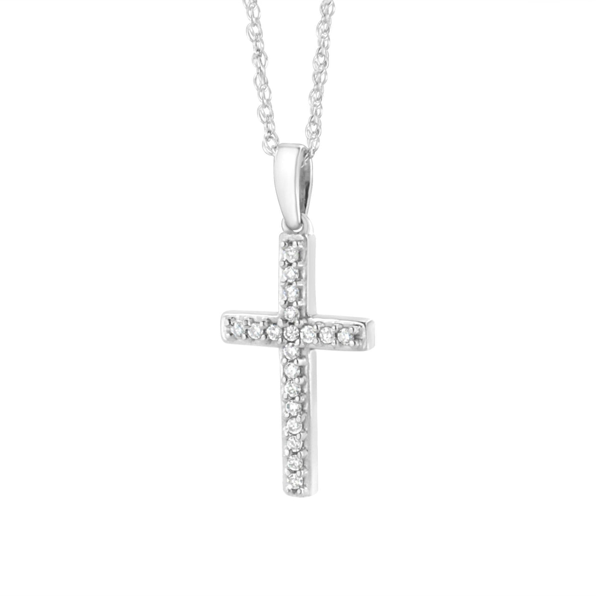 .925 Sterling Silver 1/4 cttw Lab Grown Diamond Cross Pendant Necklace (F-G Color, VS2-SI1 Clarity) - LinkagejewelrydesignLinkagejewelrydesign