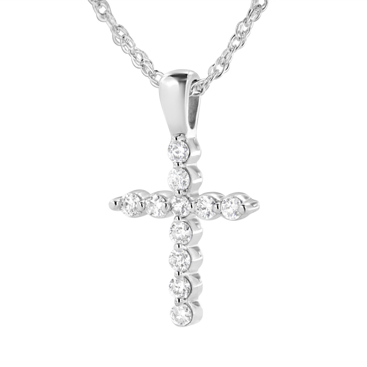 .925 Sterling Silver 1/4 cttw Lab Grown Diamond Cross Pendant Necklace (F-G Color, VS2-SI1 Clarity) - LinkagejewelrydesignLinkagejewelrydesign