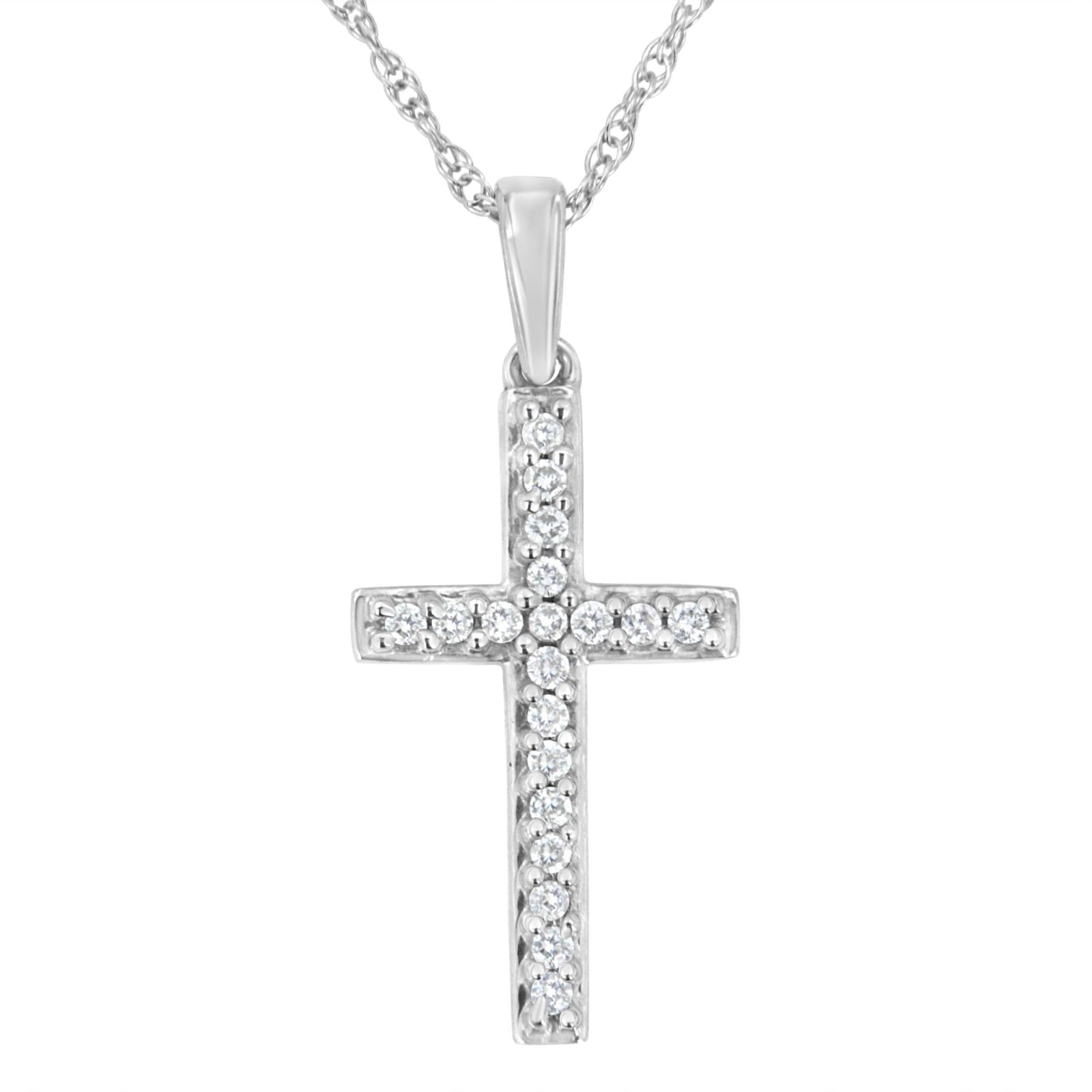 .925 Sterling Silver 1/4 cttw Lab Grown Diamond Cross Pendant Necklace (F-G Color, VS2-SI1 Clarity) - LinkagejewelrydesignLinkagejewelrydesign