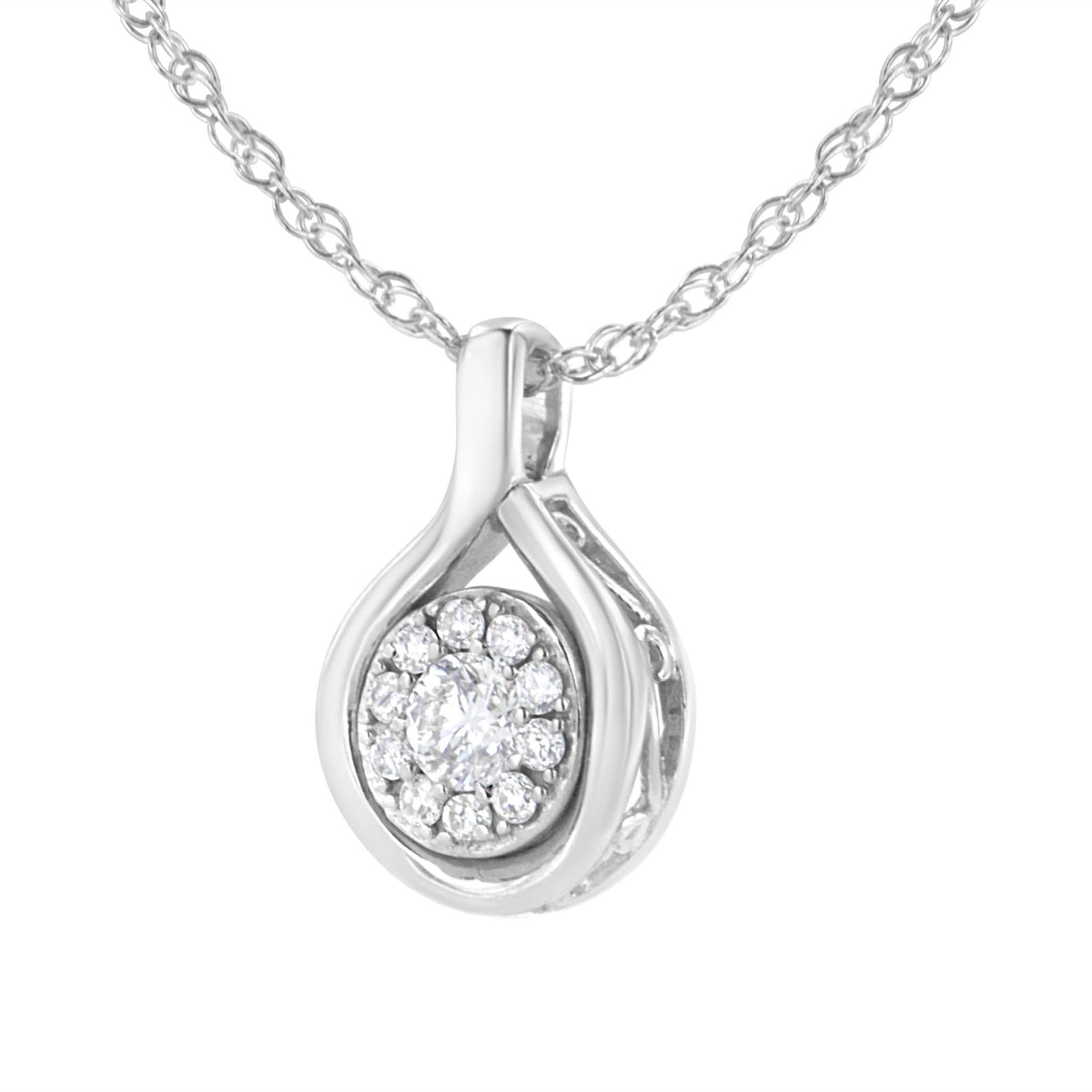 .925 Sterling Silver 1/4 cttw Lab Grown Diamond Drop Pendant Necklace (F-G Color, VS2-SI1 Clarity) - LinkagejewelrydesignLinkagejewelrydesign