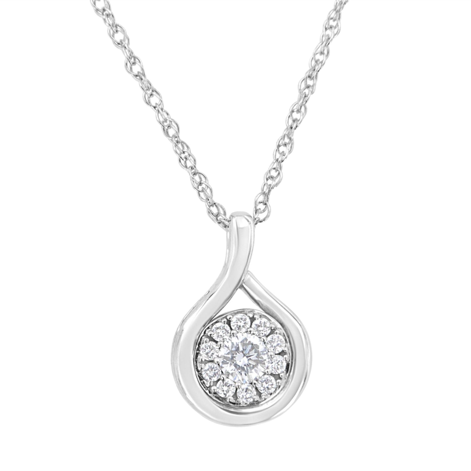 .925 Sterling Silver 1/4 cttw Lab Grown Diamond Drop Pendant Necklace (F-G Color, VS2-SI1 Clarity) - LinkagejewelrydesignLinkagejewelrydesign
