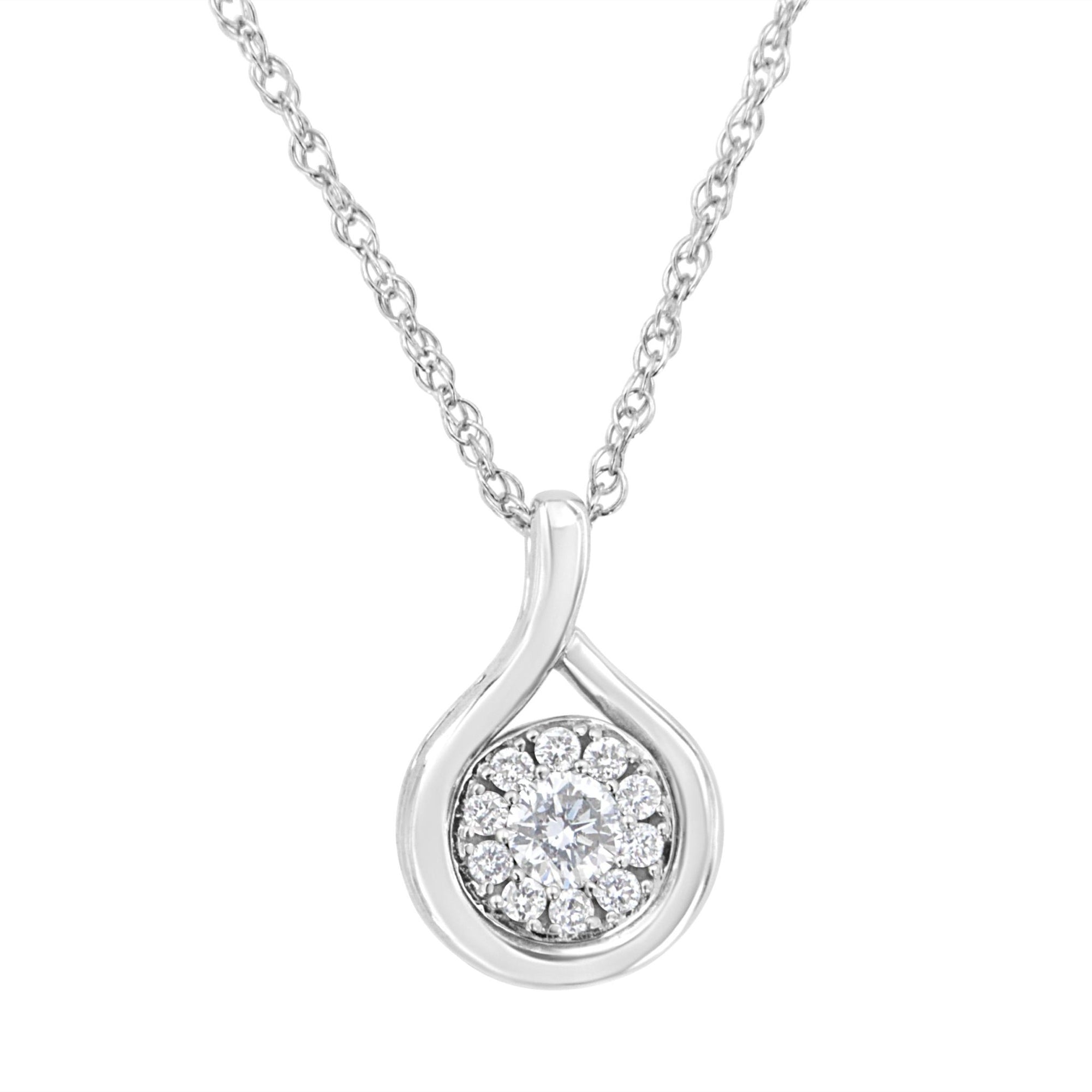 .925 Sterling Silver 1/4 cttw Lab Grown Diamond Drop Pendant Necklace (F-G Color, VS2-SI1 Clarity) - LinkagejewelrydesignLinkagejewelrydesign