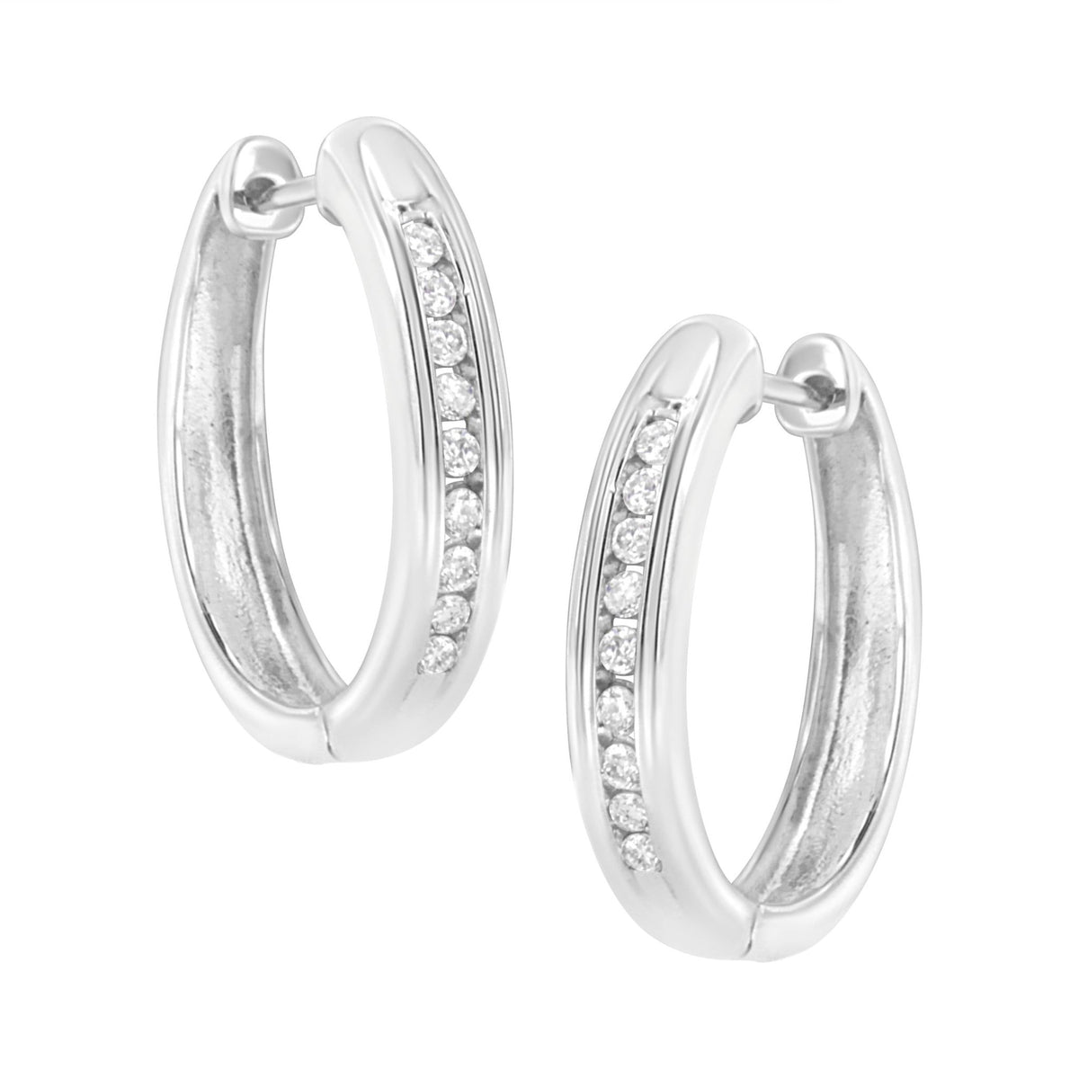 .925 Sterling Silver 1/4 cttw Lab Grown Diamond Hoop Earring (F-G Color, VS2-SI1 Clarity) - LinkagejewelrydesignLinkagejewelrydesign