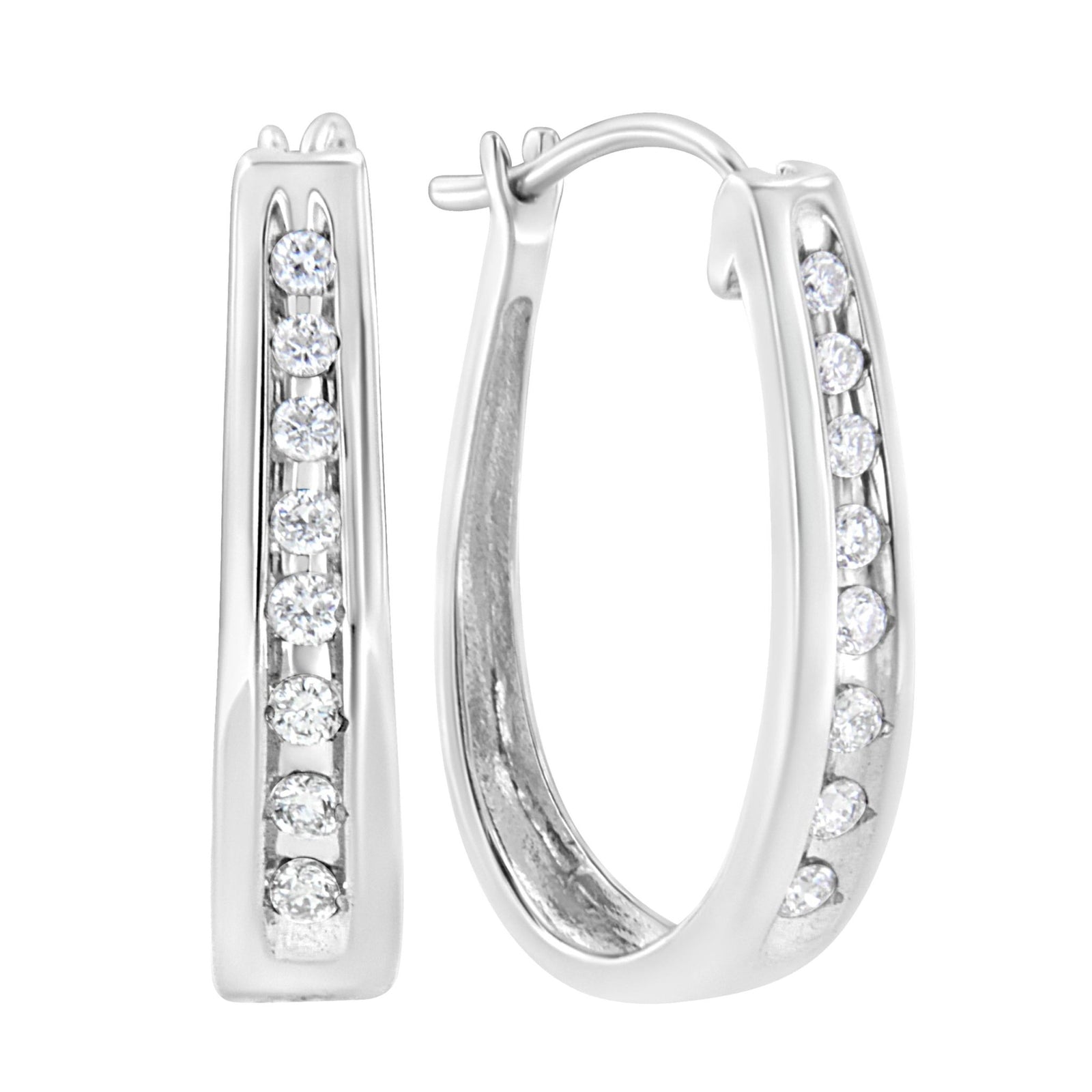 .925 Sterling Silver 1/4 Cttw Lab Grown Diamond Hoop Earring (F-G Color, VS2-SI1 Clarity) - LinkagejewelrydesignLinkagejewelrydesign