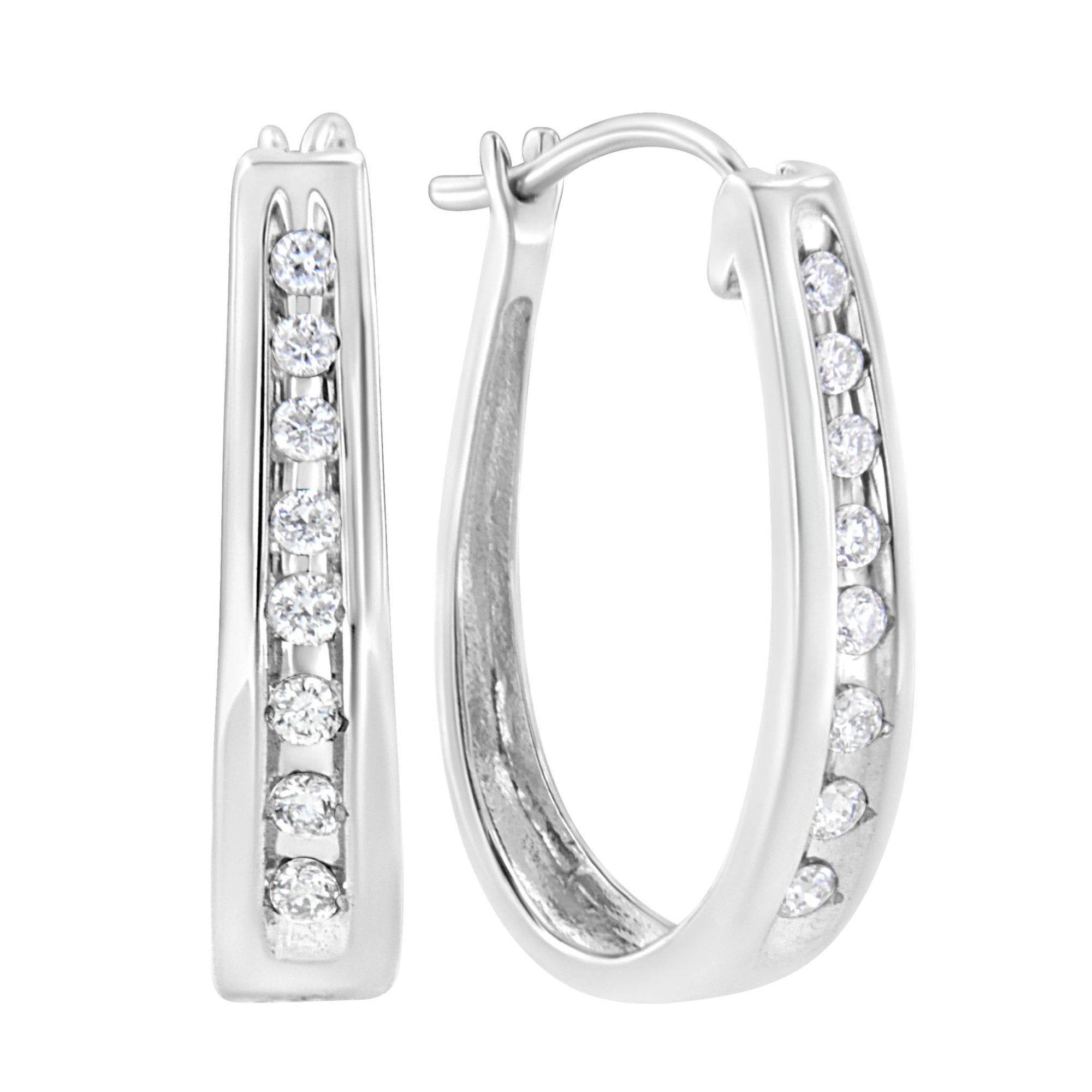 .925 Sterling Silver 1/4 Cttw Lab Grown Diamond Hoop Earring (F-G Color, VS2-SI1 Clarity) - LinkagejewelrydesignLinkagejewelrydesign