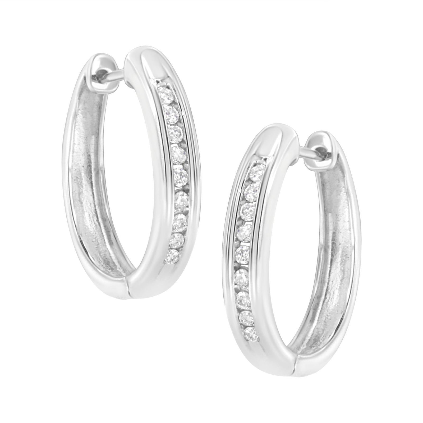 .925 Sterling Silver 1/4 cttw Lab Grown Diamond Hoop Earring (F-G Color, VS2-SI1 Clarity) - LinkagejewelrydesignLinkagejewelrydesign