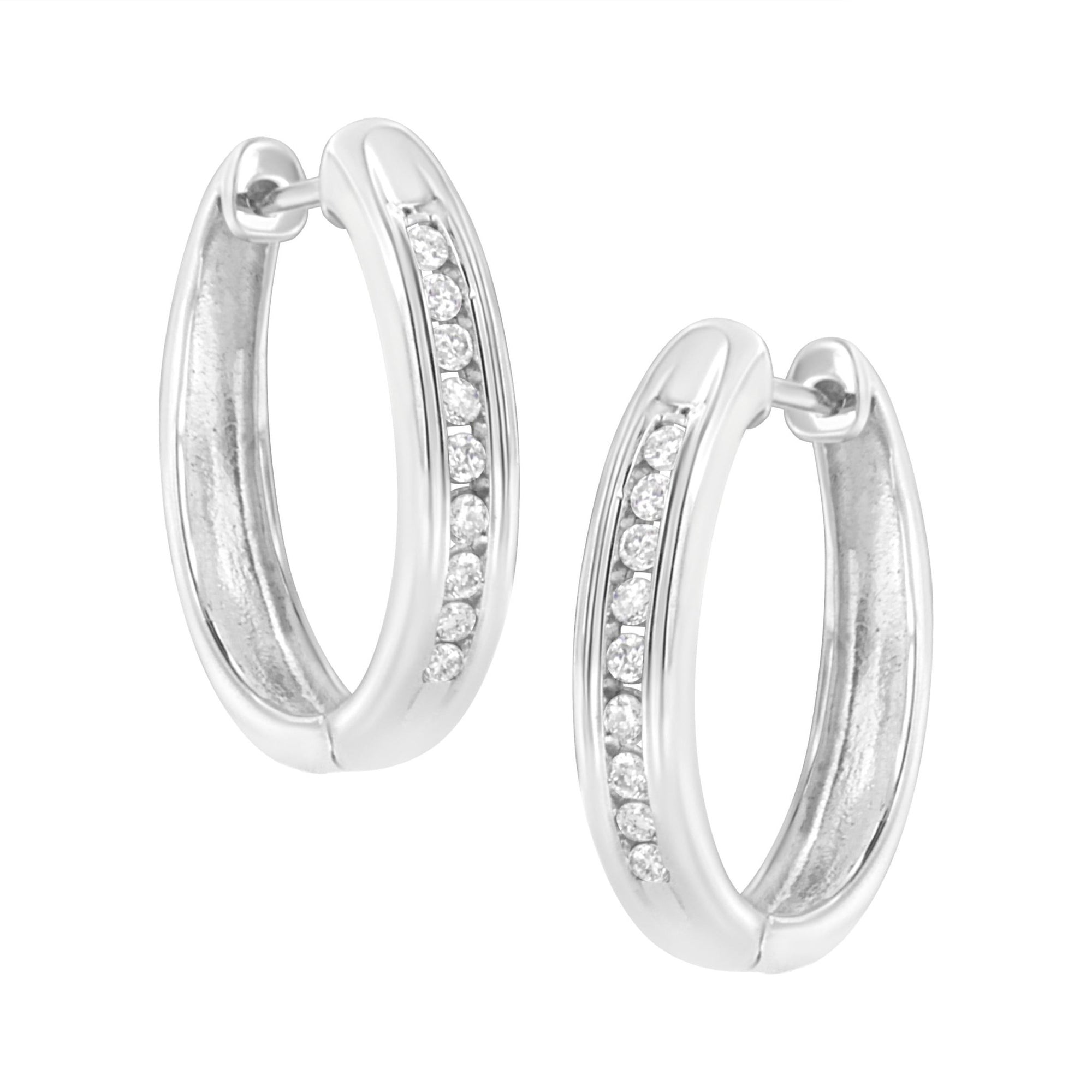 .925 Sterling Silver 1/4 cttw Lab Grown Diamond Hoop Earring (F-G Color, VS2-SI1 Clarity) - LinkagejewelrydesignLinkagejewelrydesign