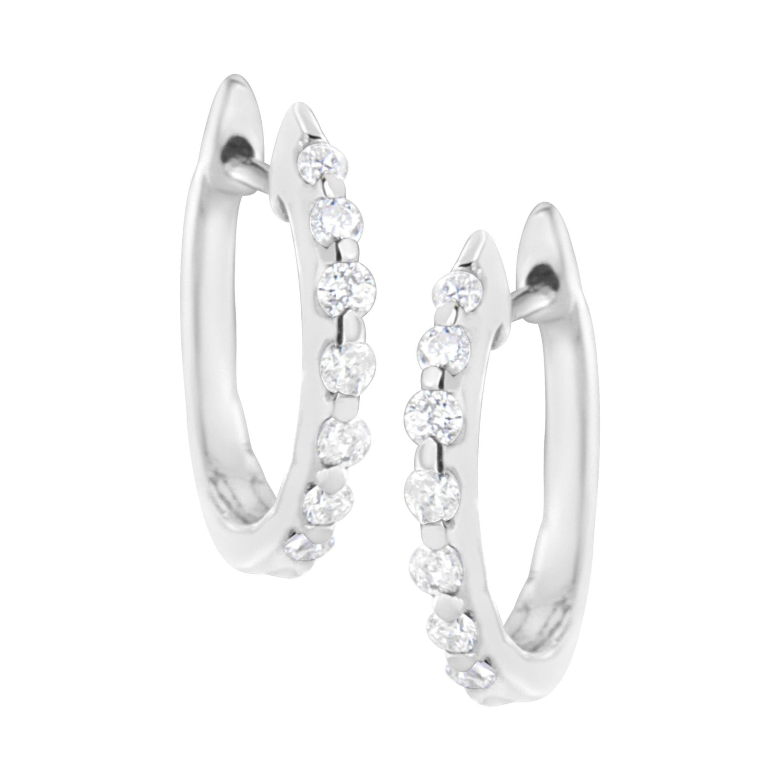 .925 Sterling Silver 1/4 cttw Lab Grown Diamond Huggy Earring (F-G Color, VS2-SI1 Clarity) - LinkagejewelrydesignLinkagejewelrydesign