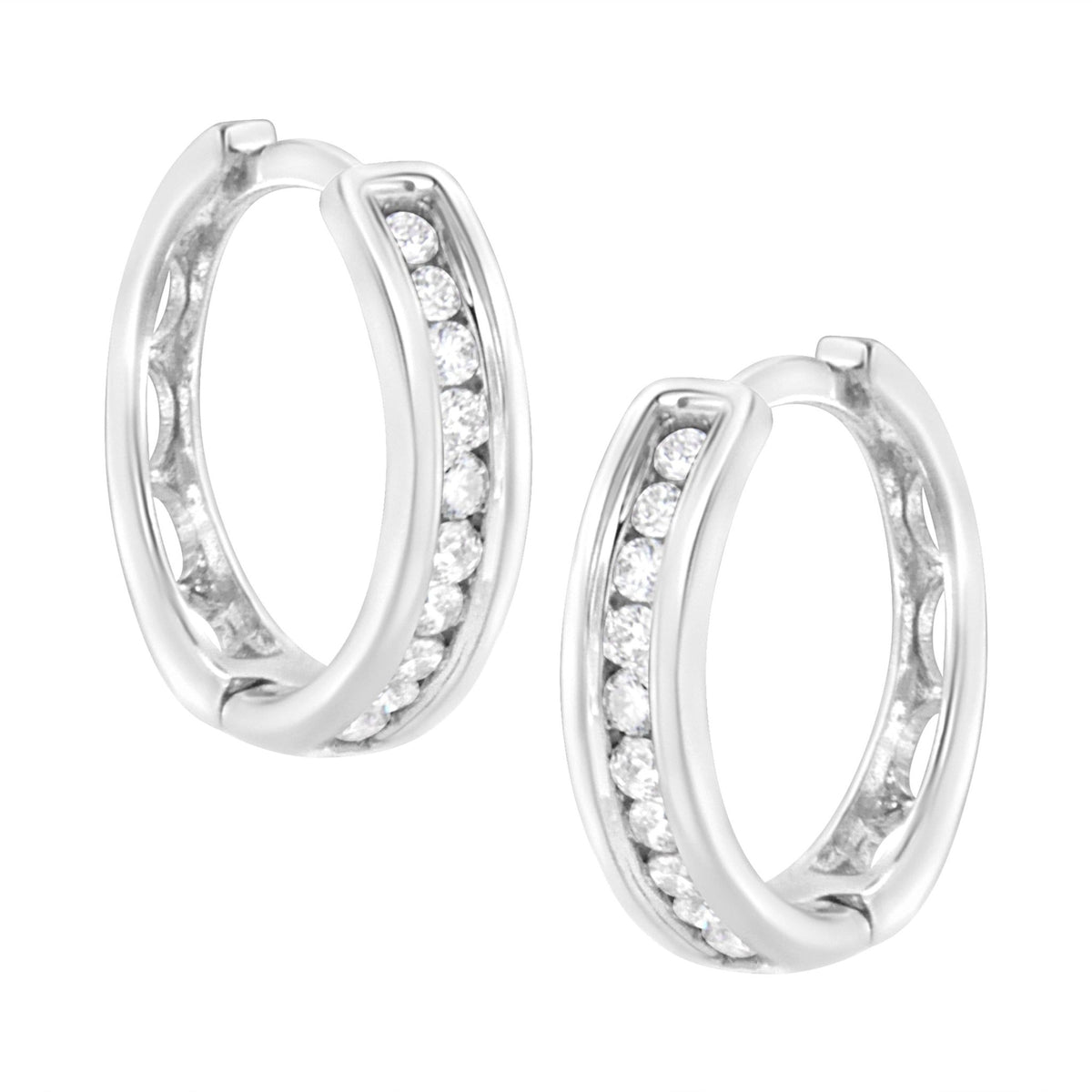 .925 Sterling Silver 1/4 cttw Lab Grown Diamond Huggy Earring (F-G Color, VS2-SI1 Clarity) - LinkagejewelrydesignLinkagejewelrydesign