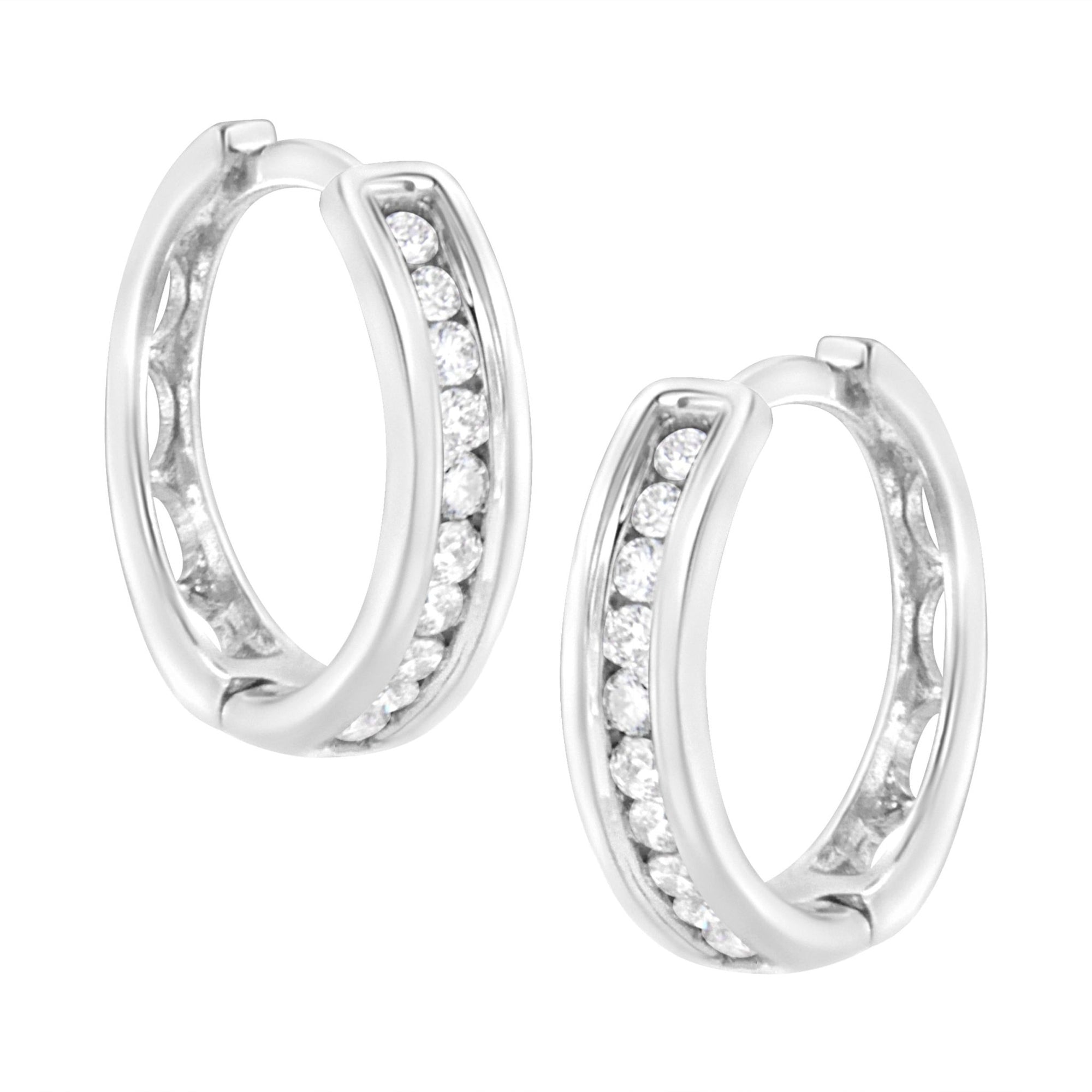 .925 Sterling Silver 1/4 cttw Lab Grown Diamond Huggy Earring (F-G Color, VS2-SI1 Clarity) - LinkagejewelrydesignLinkagejewelrydesign