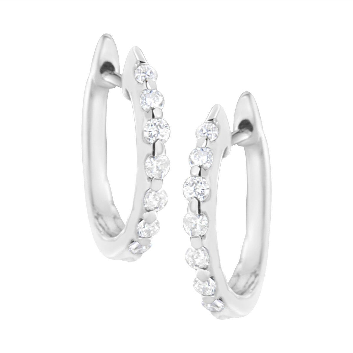 .925 Sterling Silver 1/4 cttw Lab Grown Diamond Huggy Earring (F-G Color, VS2-SI1 Clarity) - LinkagejewelrydesignLinkagejewelrydesign
