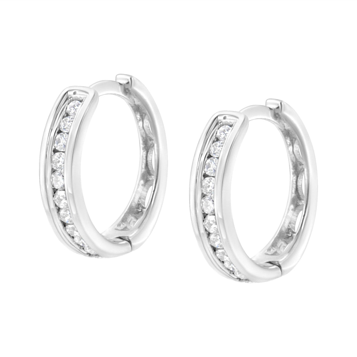 .925 Sterling Silver 1/4 cttw Lab Grown Diamond Huggy Earring (F-G Color, VS2-SI1 Clarity) - LinkagejewelrydesignLinkagejewelrydesign