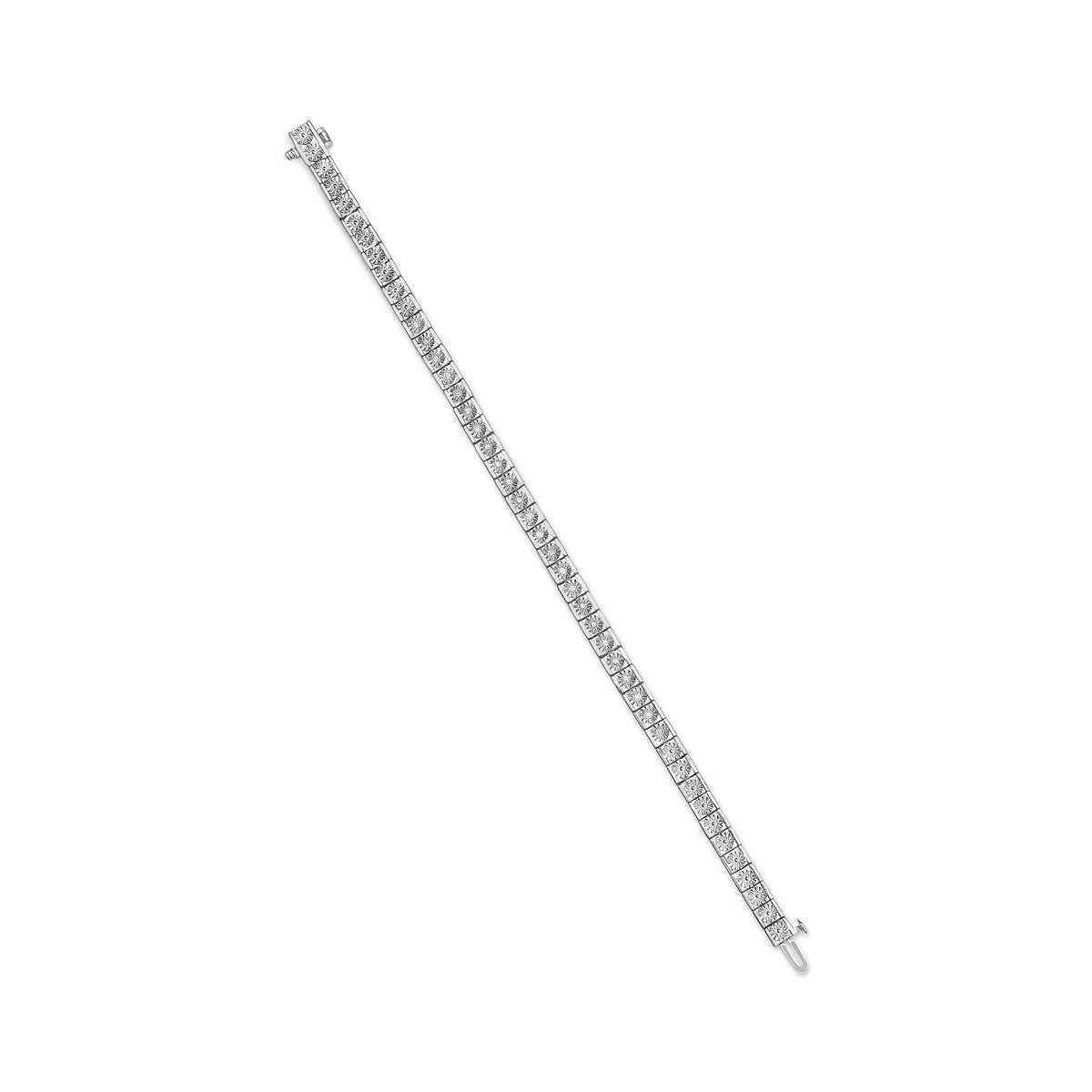 .925 Sterling Silver 1/4 Cttw Miracle Set Diamond and Bead Link 7.25&quot; Tennis Bracelet (I-J Color, I2-I3 Clarity) - LinkagejewelrydesignLinkagejewelrydesign