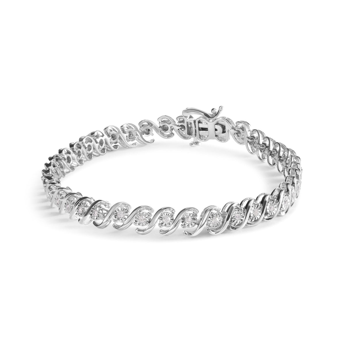 .925 Sterling Silver 1/4 Cttw Miracle Set Diamond and Beaded 7.25&quot; Tennis Bracelet (I-J Color, I2-I3 Clarity) - LinkagejewelrydesignLinkagejewelrydesign