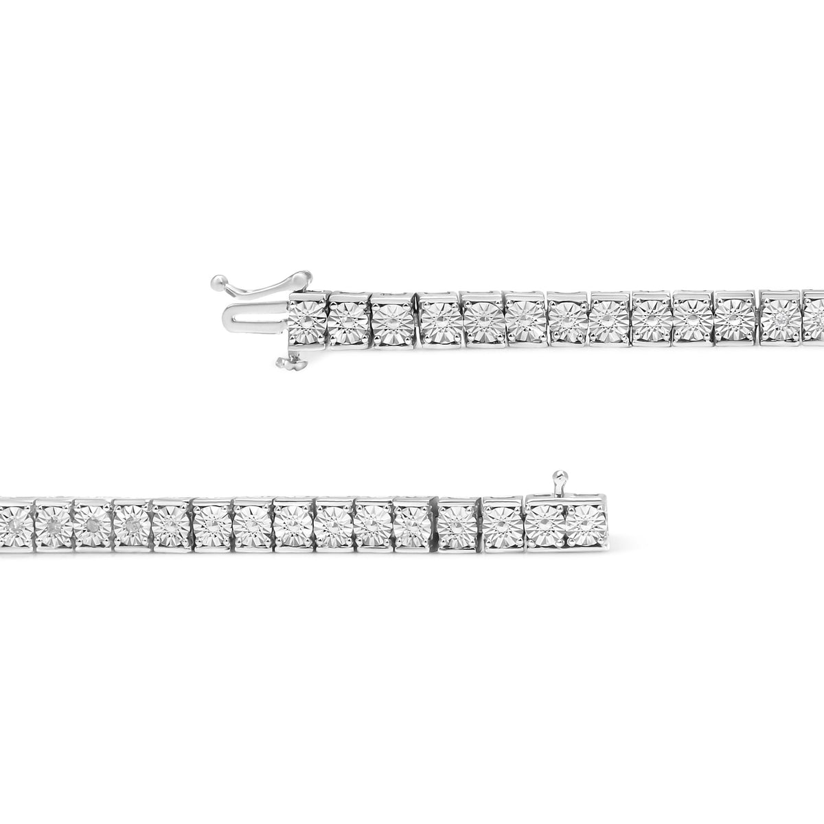 .925 Sterling Silver 1/4 Cttw Miracle Set Diamond and Beading Classic Tennis Bracelet (I-J Color, I2-I3 Clarity) - 7.25&quot; Inches - LinkagejewelrydesignLinkagejewelrydesign