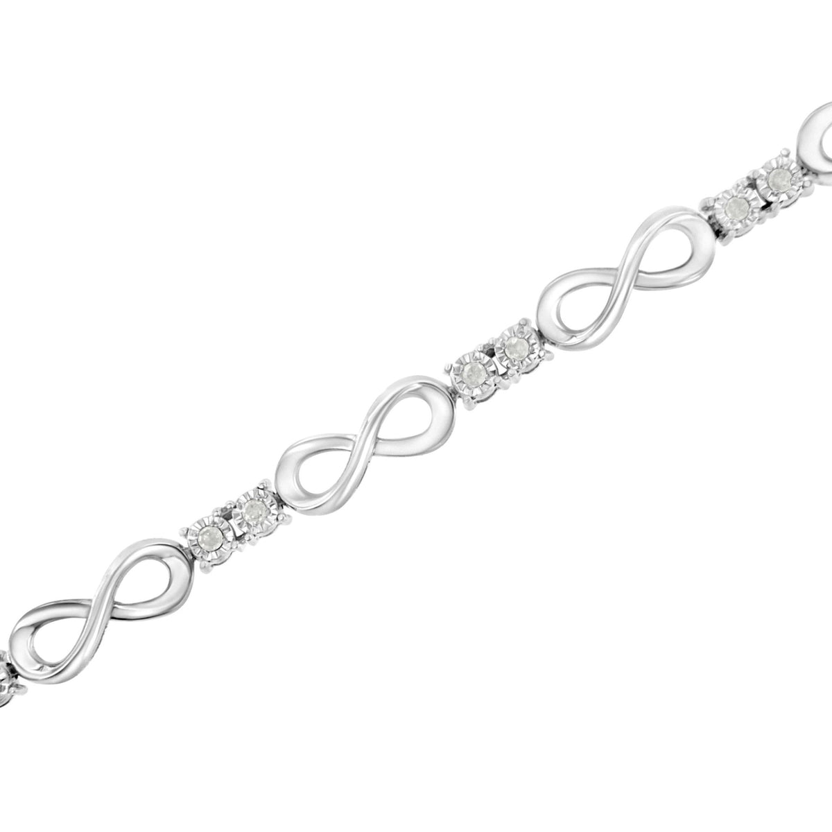 .925 Sterling Silver 1/4 cttw Miracle Set Diamond Infinity Link Bracelet (I-J Color, I3-Promo Clarity) - 7.25&quot; - LinkagejewelrydesignLinkagejewelrydesign