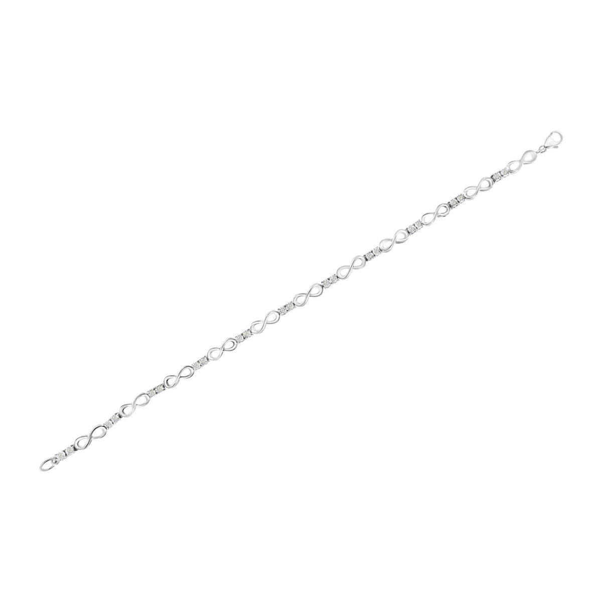 .925 Sterling Silver 1/4 cttw Miracle Set Diamond Infinity Link Bracelet (I-J Color, I3-Promo Clarity) - 7.25&quot; - LinkagejewelrydesignLinkagejewelrydesign