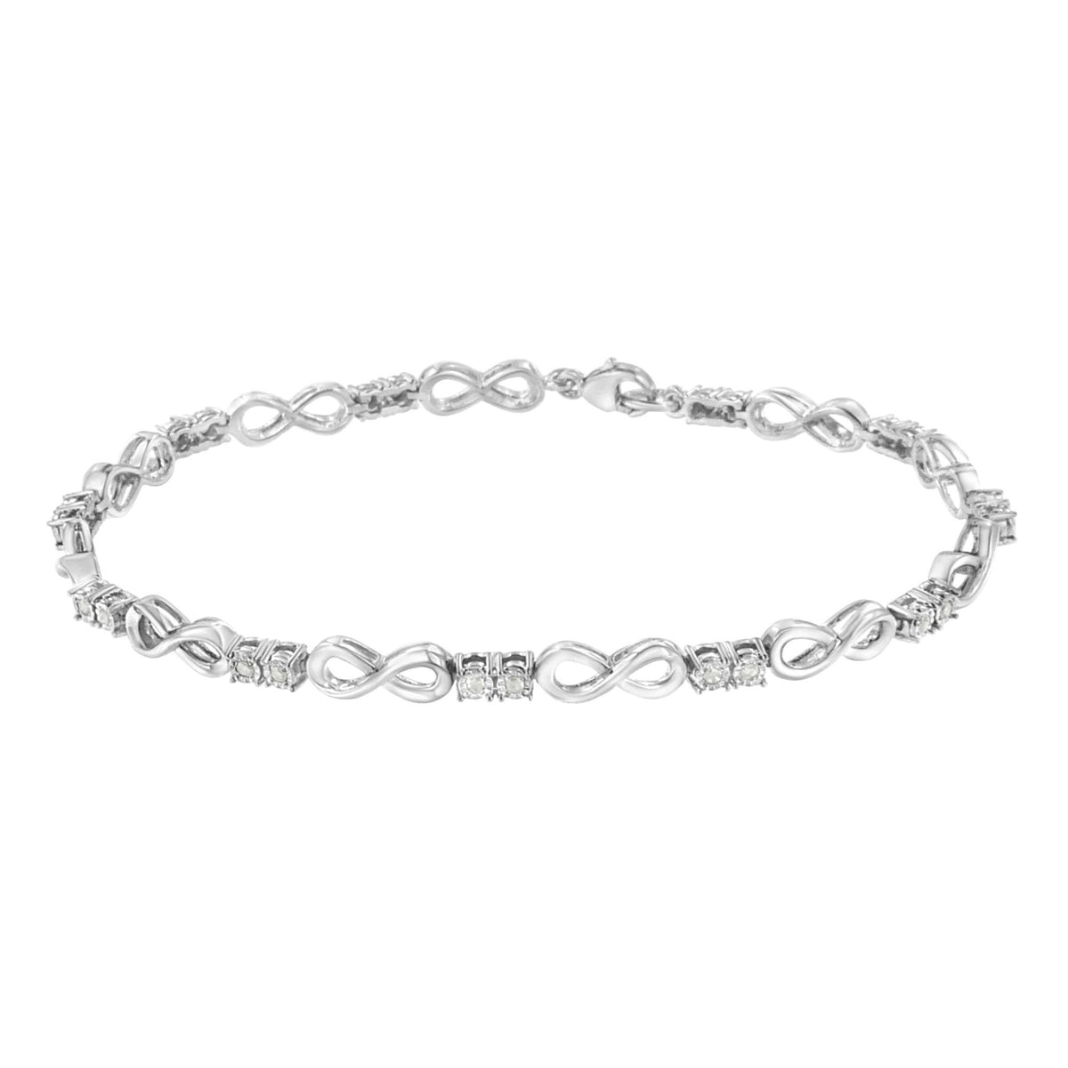 .925 Sterling Silver 1/4 cttw Miracle Set Diamond Infinity Link Bracelet (I-J Color, I3-Promo Clarity) - 7.25&quot; - LinkagejewelrydesignLinkagejewelrydesign