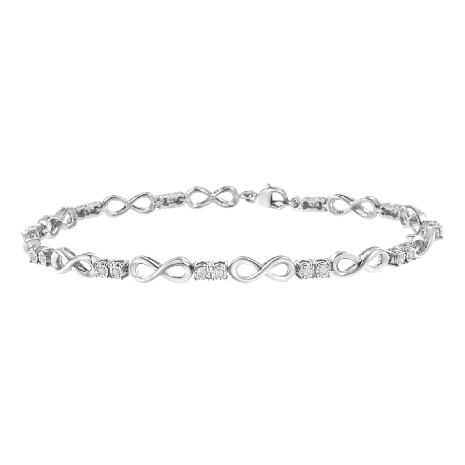 .925 Sterling Silver 1/4 cttw Miracle Set Diamond Infinity Link Bracelet (I-J Color, I3-Promo Clarity) - 7.25" - LinkagejewelrydesignLinkagejewelrydesign