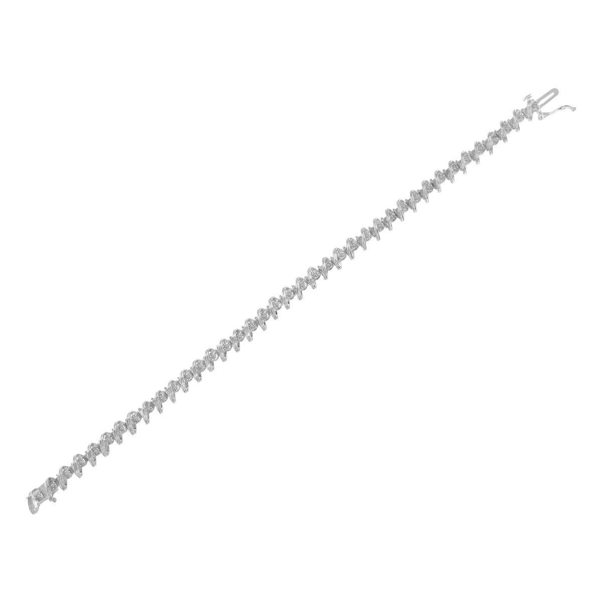 .925 Sterling Silver 1/4 cttw Miracle Set Diamond S Curve Link Bracelet (I-J Color, I3 Clarity) -7&quot; - LinkagejewelrydesignLinkagejewelrydesign