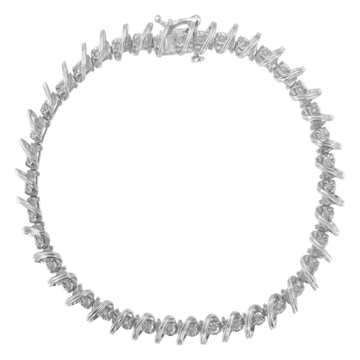 .925 Sterling Silver 1/4 cttw Miracle Set Diamond S Curve Link Bracelet (I-J Color, I3 Clarity) -7&quot; - LinkagejewelrydesignLinkagejewelrydesign