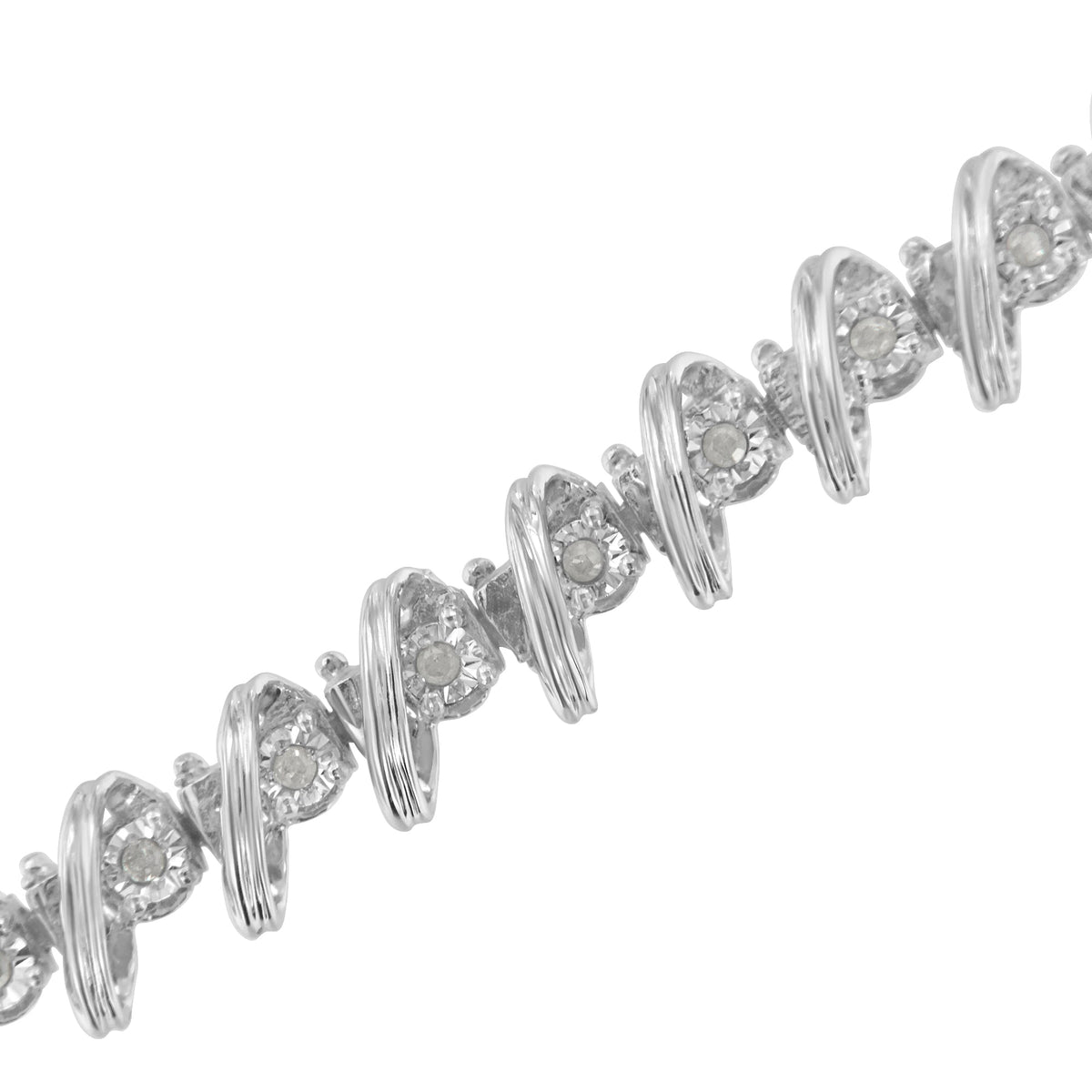 .925 Sterling Silver 1/4 cttw Miracle Set Diamond S Curve Link Bracelet (I-J Color, I3 Clarity) -7&quot; - LinkagejewelrydesignLinkagejewelrydesign