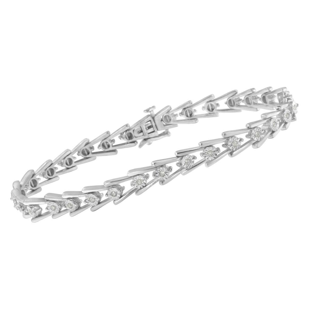 .925 Sterling Silver 1/4 cttw Miracle Set Diamond Sleek and Open &quot;V&quot;Bracelet (I-J Color, I3 Clarity) -7.5&quot; - LinkagejewelrydesignLinkagejewelrydesign