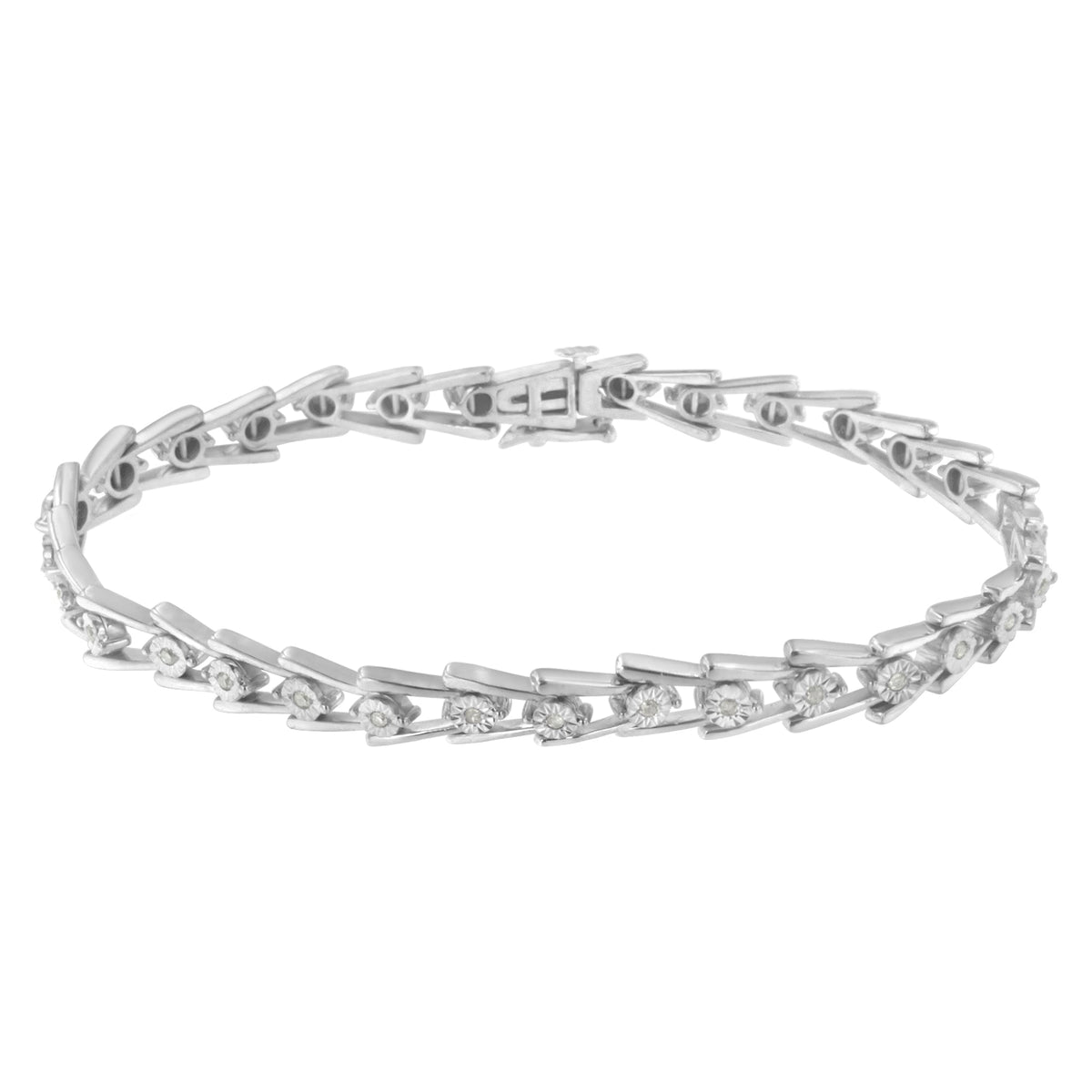 .925 Sterling Silver 1/4 cttw Miracle Set Diamond Sleek and Open &quot;V&quot;Bracelet (I-J Color, I3 Clarity) -7.5&quot; - LinkagejewelrydesignLinkagejewelrydesign