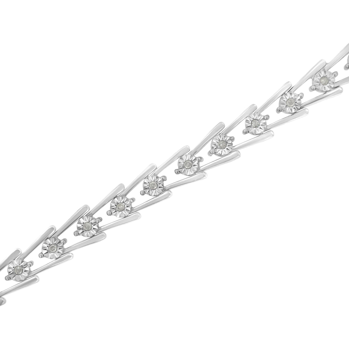 .925 Sterling Silver 1/4 cttw Miracle Set Diamond Sleek and Open &quot;V&quot;Bracelet (I-J Color, I3 Clarity) -7.5&quot; - LinkagejewelrydesignLinkagejewelrydesign