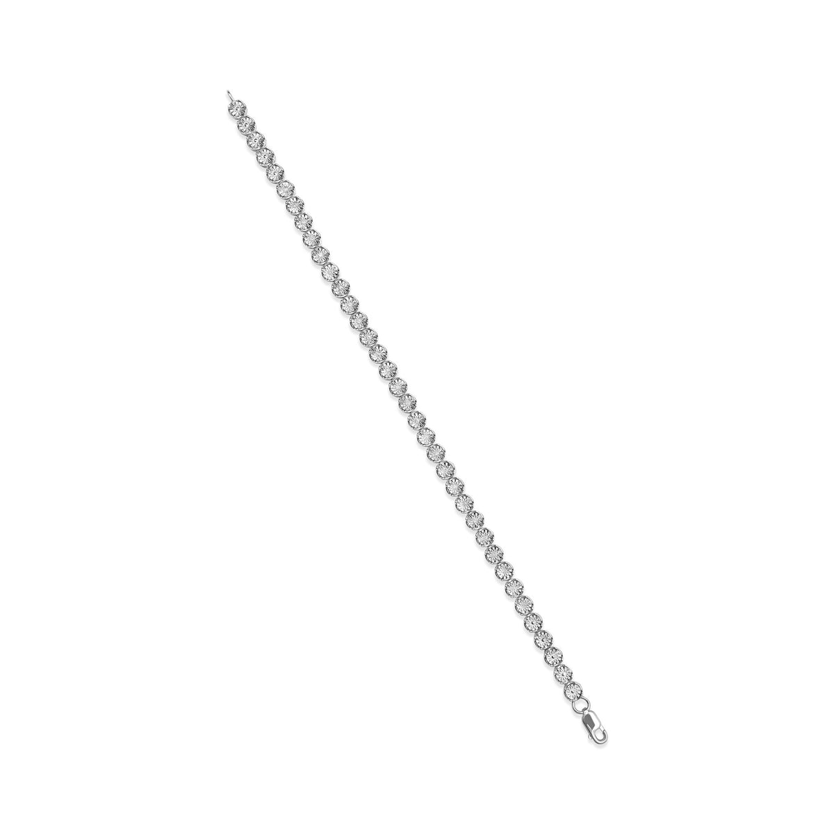 .925 Sterling Silver 1/4 Cttw Miracle-Set Diamond Starburst Round Link Tennis Bracelet (I-J Color, I2-I3 Clarity) - Size 7.25" - LinkagejewelrydesignLinkagejewelrydesign