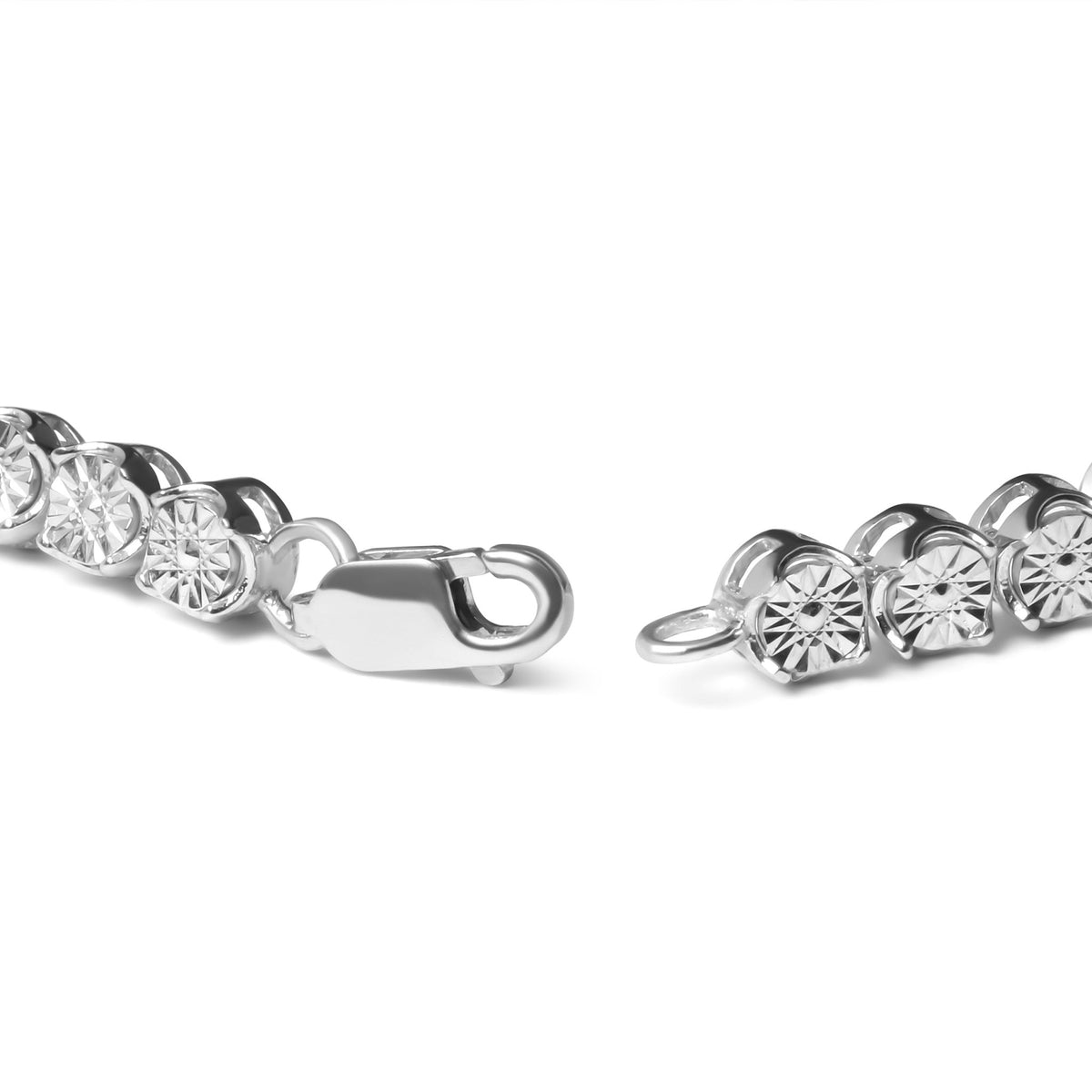 .925 Sterling Silver 1/4 Cttw Miracle-Set Diamond Starburst Round Link Tennis Bracelet (I-J Color, I2-I3 Clarity) - Size 7.25" - LinkagejewelrydesignLinkagejewelrydesign