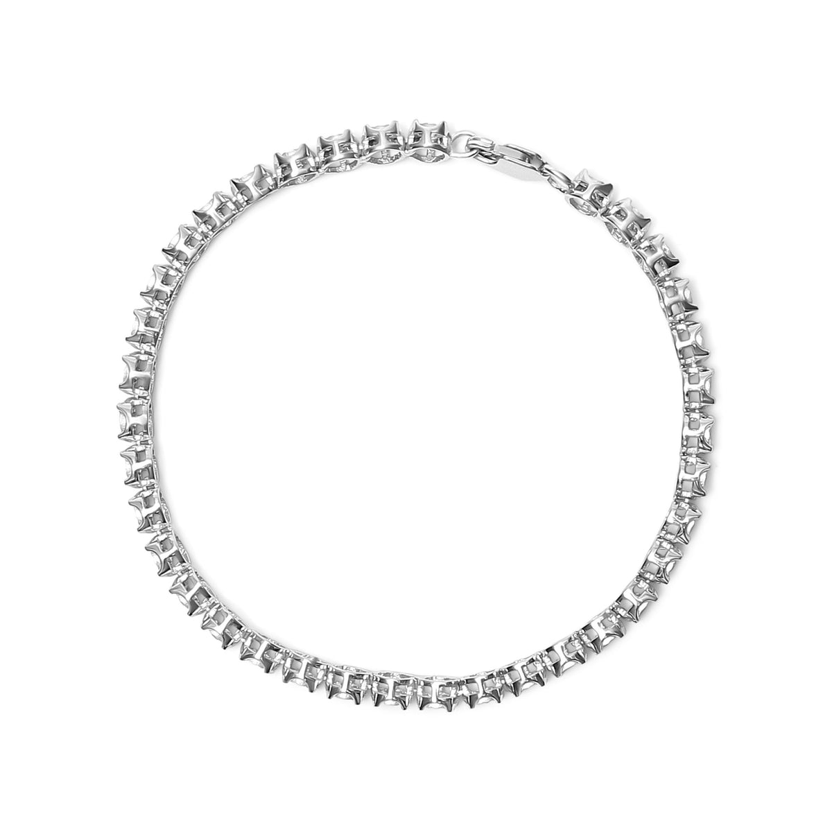 .925 Sterling Silver 1/4 Cttw Miracle-Set Diamond Starburst Round Link Tennis Bracelet (I-J Color, I2-I3 Clarity) - Size 7.25" - LinkagejewelrydesignLinkagejewelrydesign