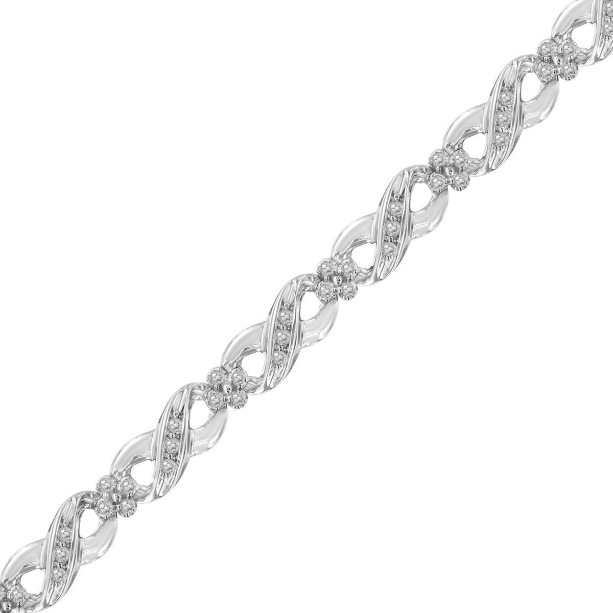 .925 Sterling Silver 1/4 cttw Prong Set Rose-Cut Diamond Infinity Link Tennis Bracelet (I-J Color, I2-I3 Clarity) - Size 7&quot; - LinkagejewelrydesignLinkagejewelrydesign